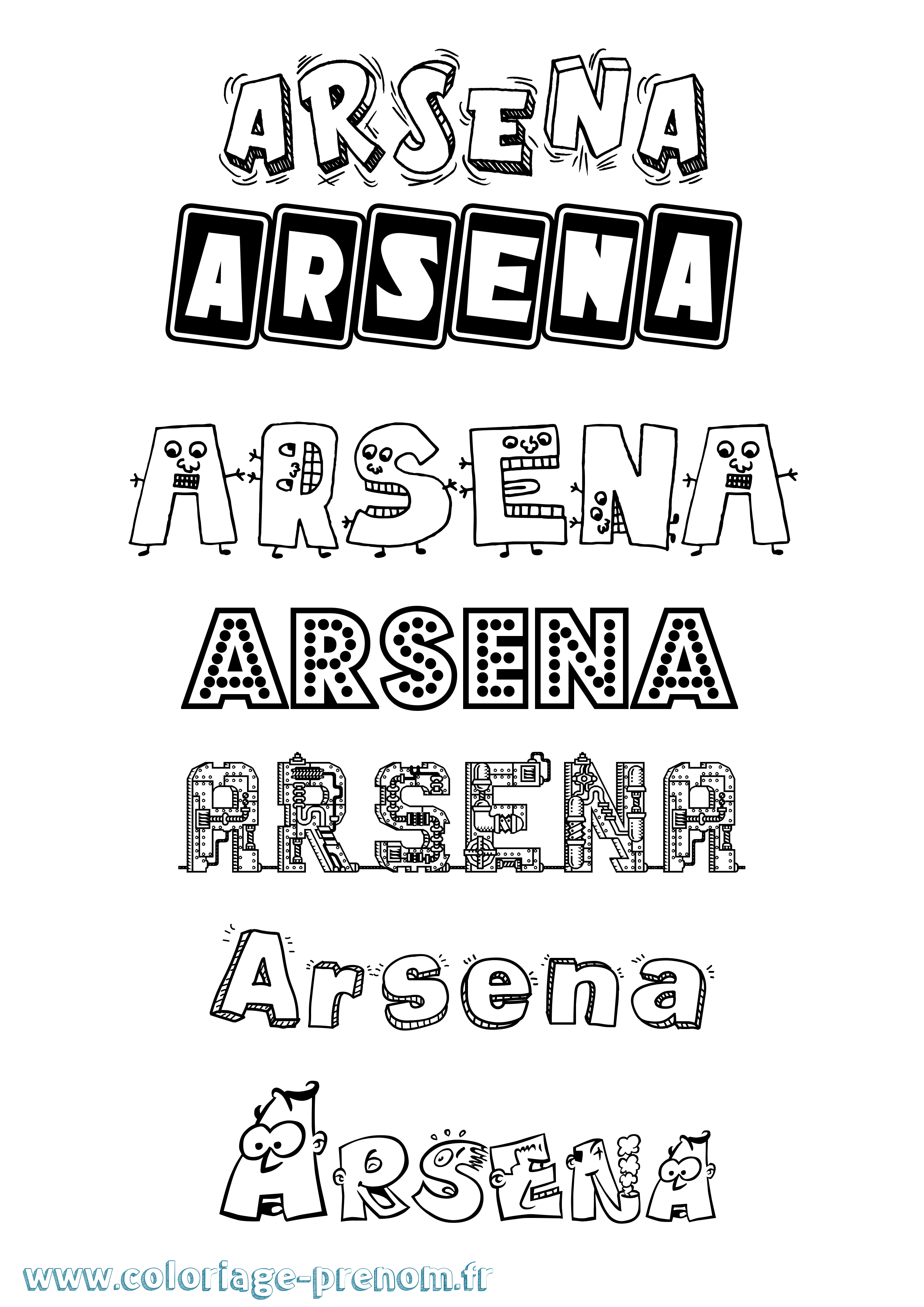Coloriage prénom Arsena Fun