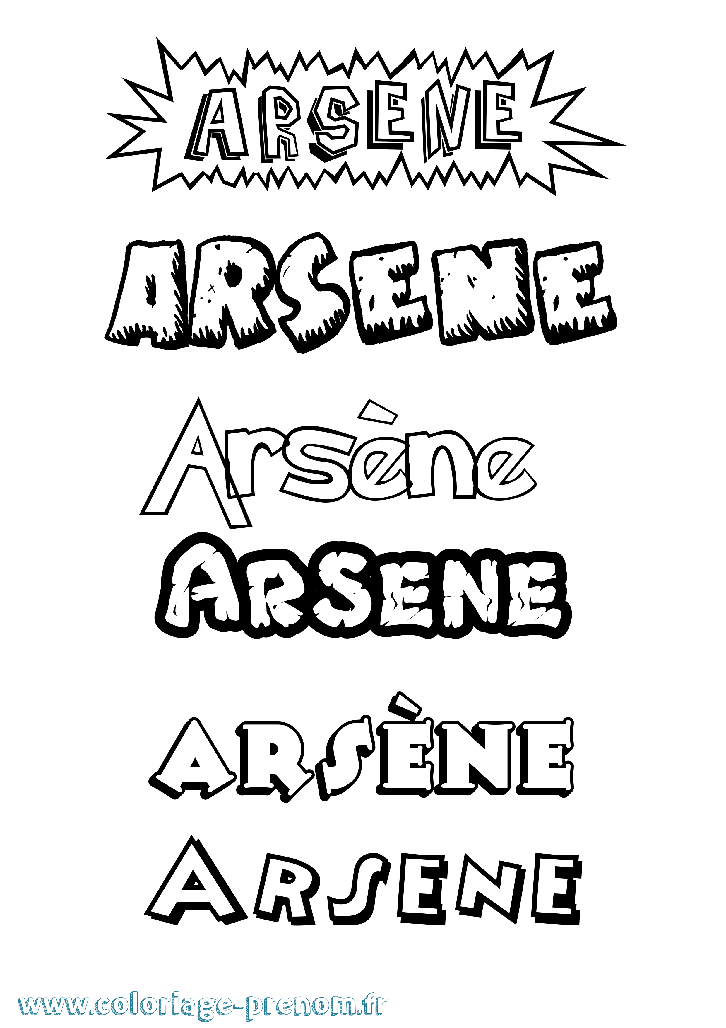 Coloriage prénom Arsène