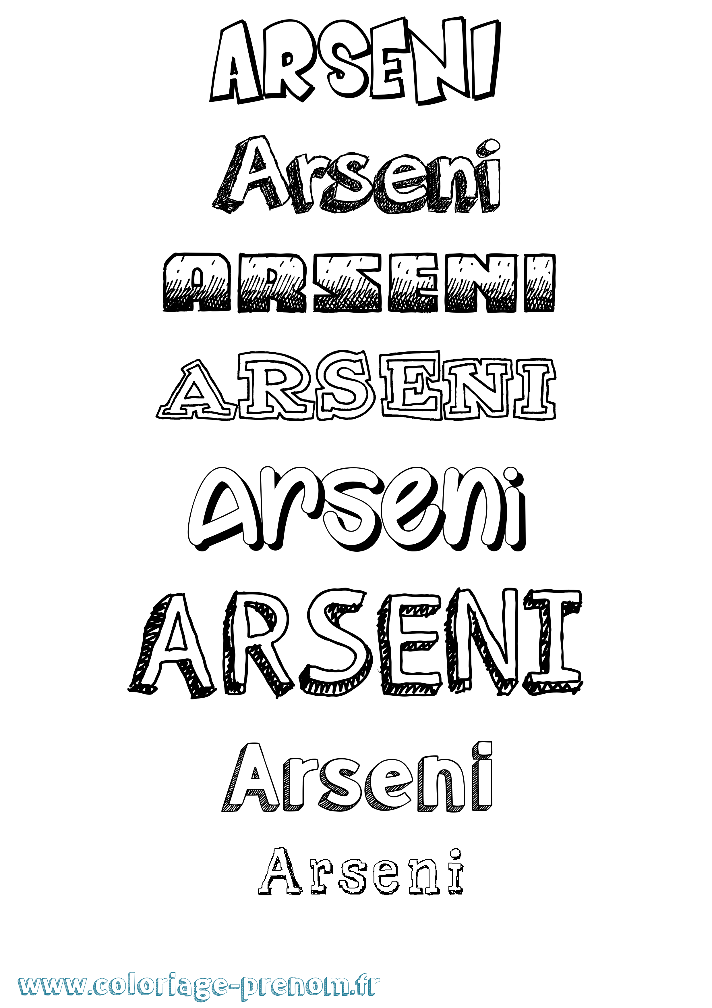 Coloriage prénom Arseni Dessiné
