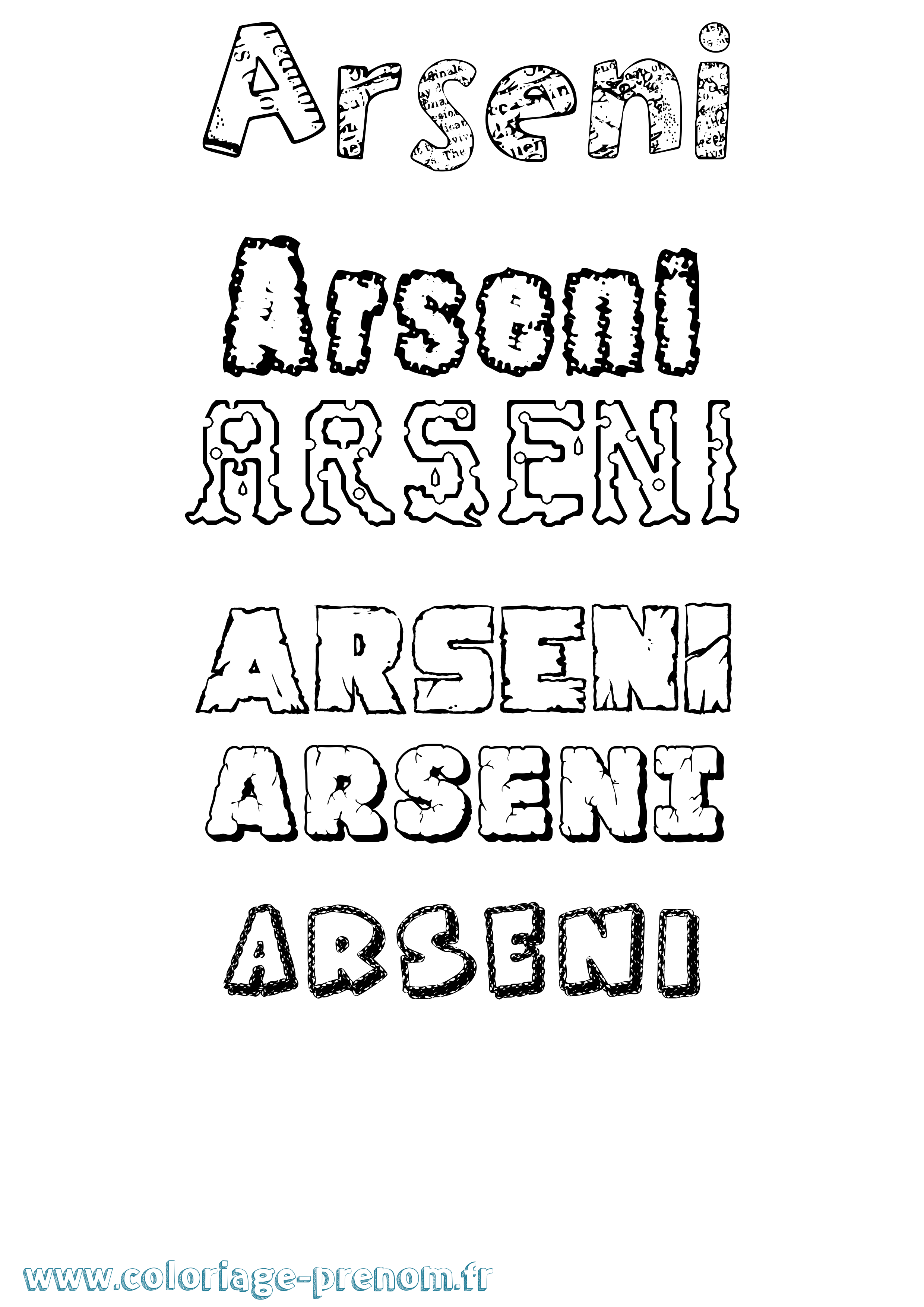 Coloriage prénom Arseni Destructuré