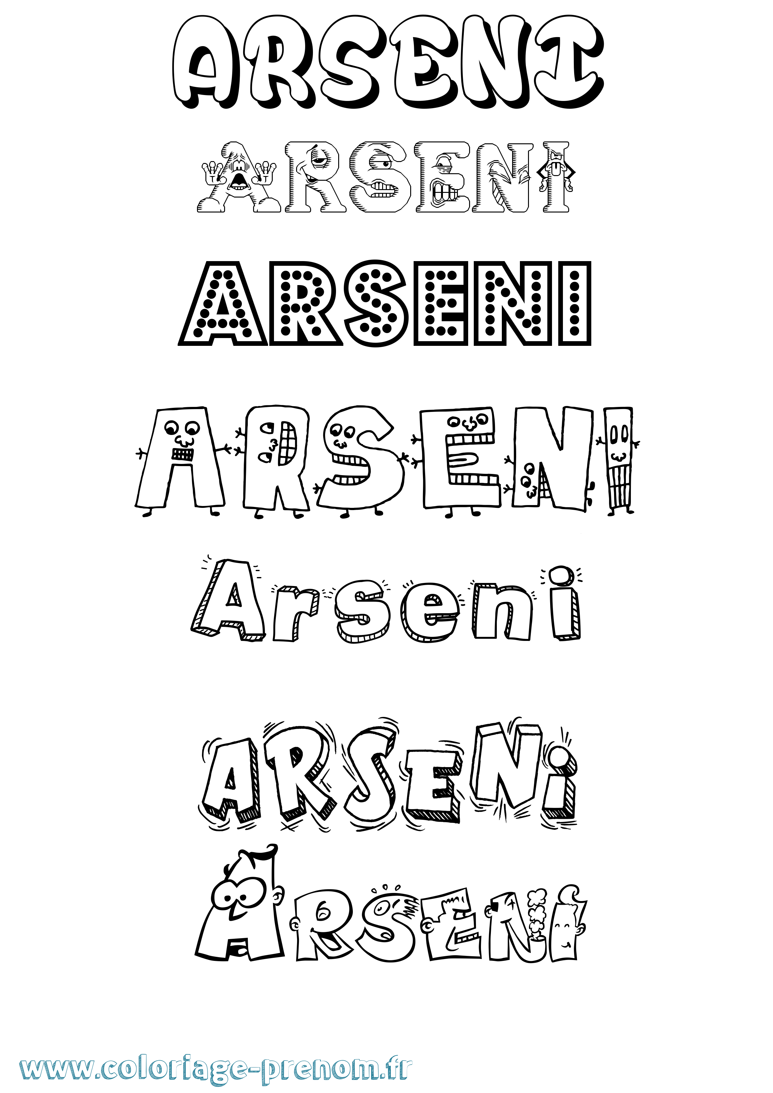 Coloriage prénom Arseni Fun