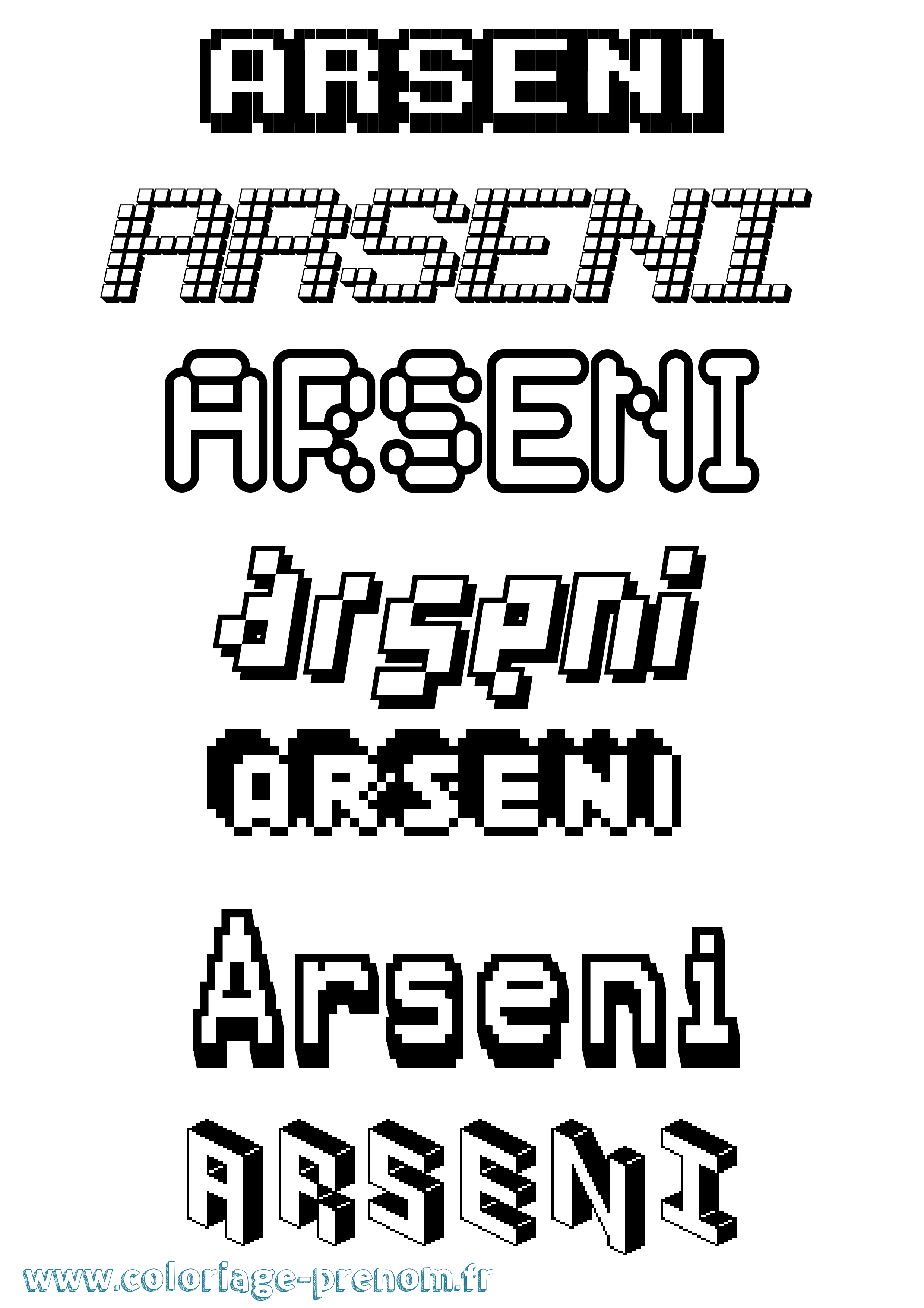 Coloriage prénom Arseni Pixel