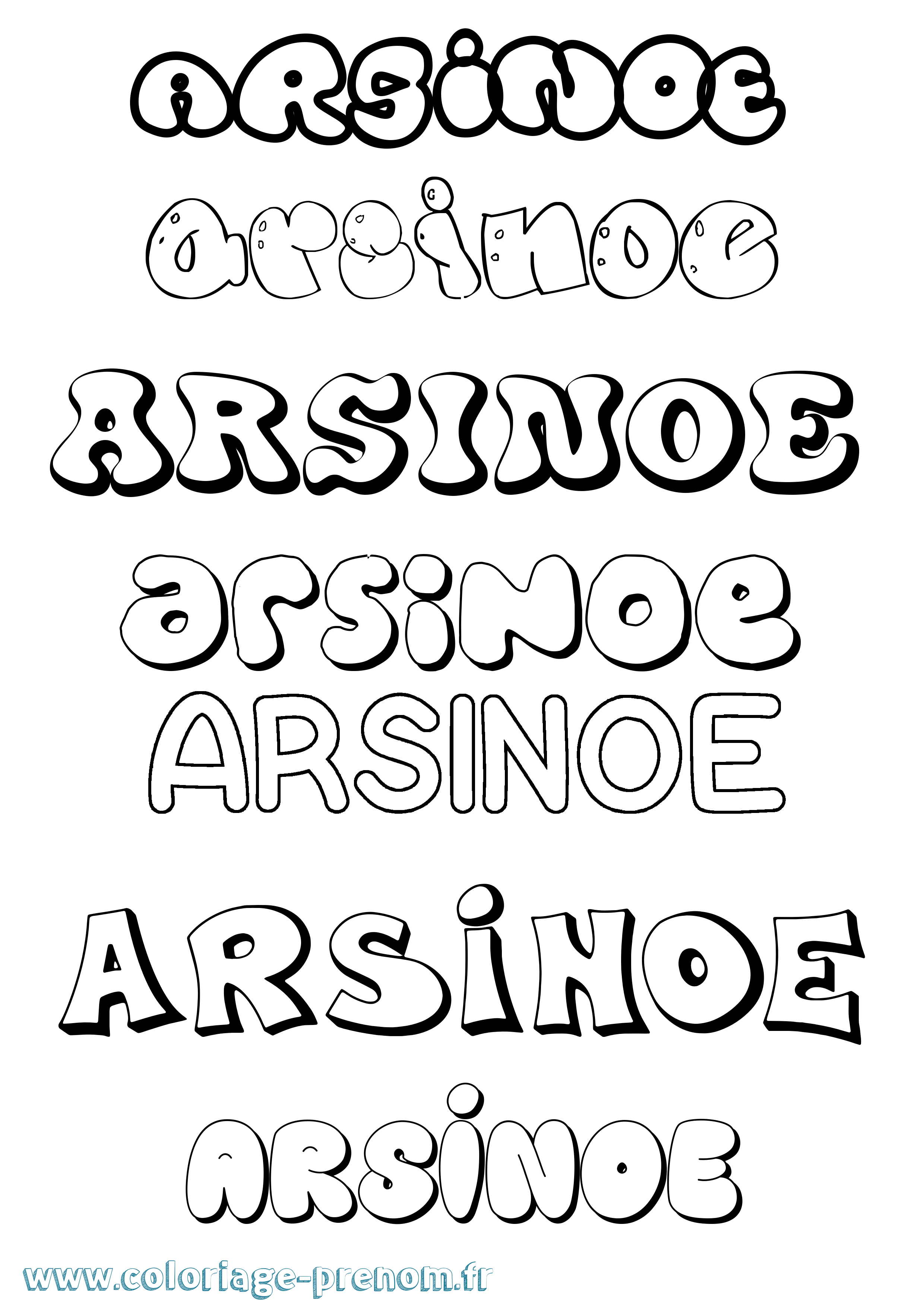 Coloriage prénom Arsinoe Bubble