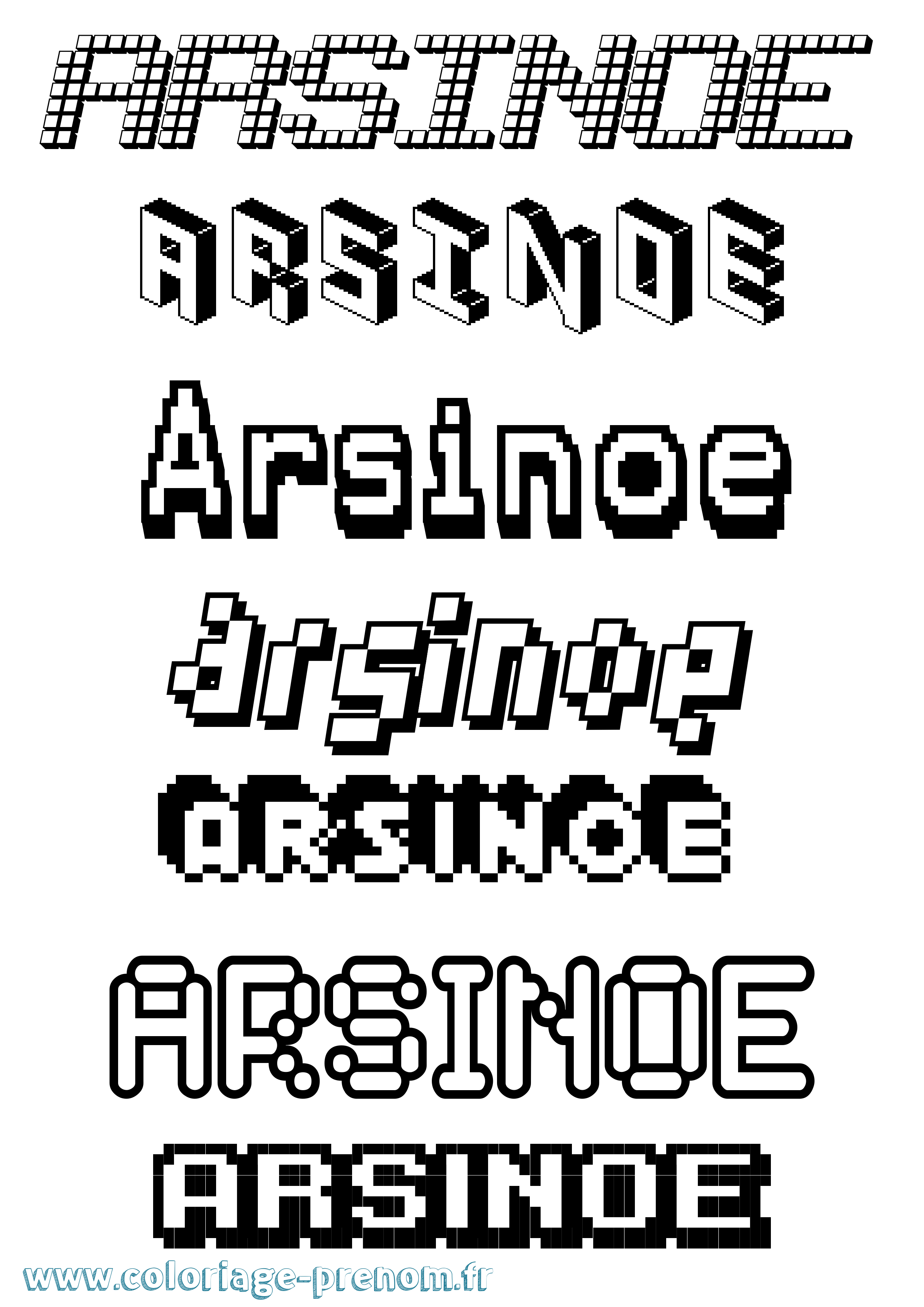 Coloriage prénom Arsinoe Pixel