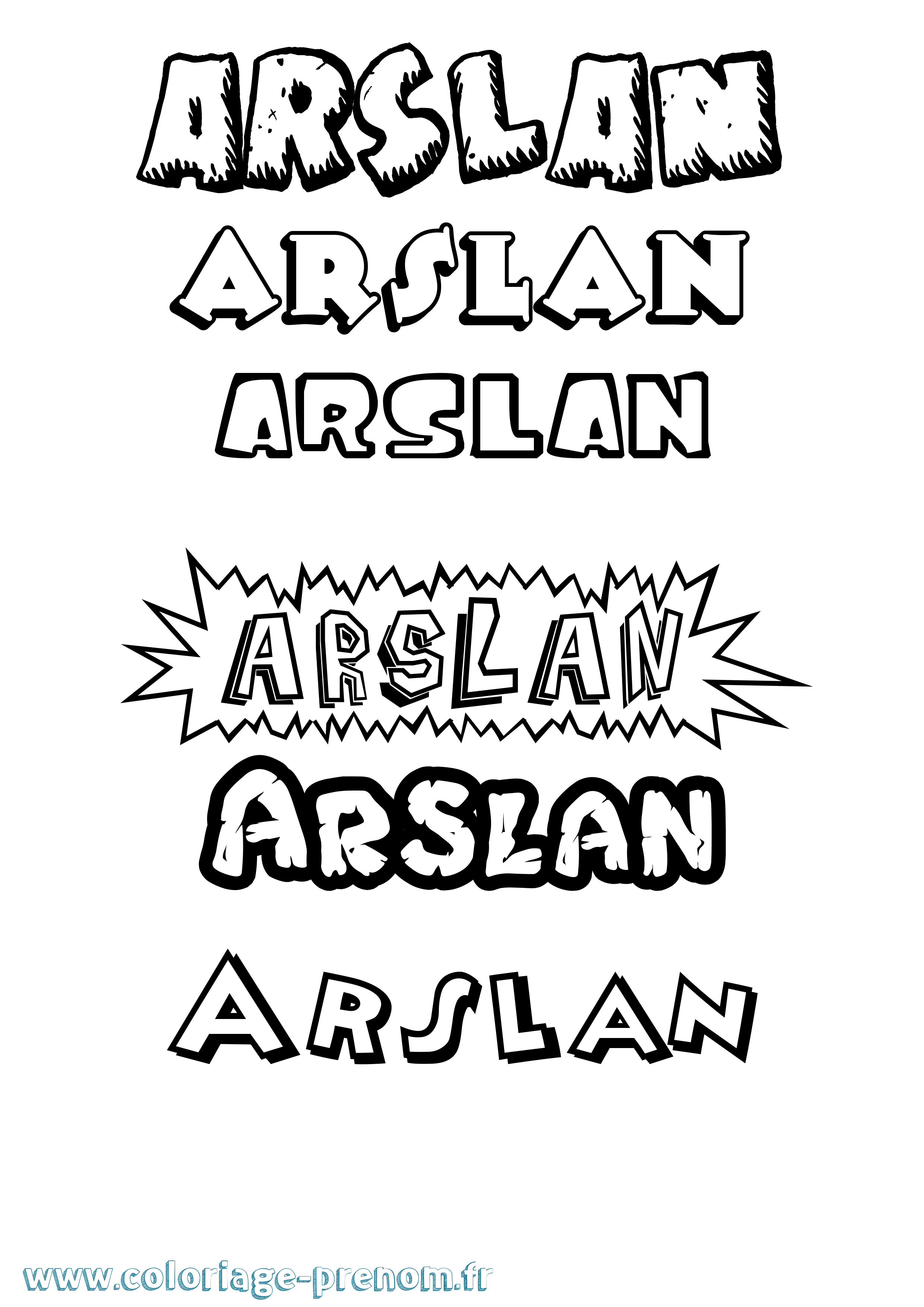 Coloriage prénom Arslan Dessin Animé