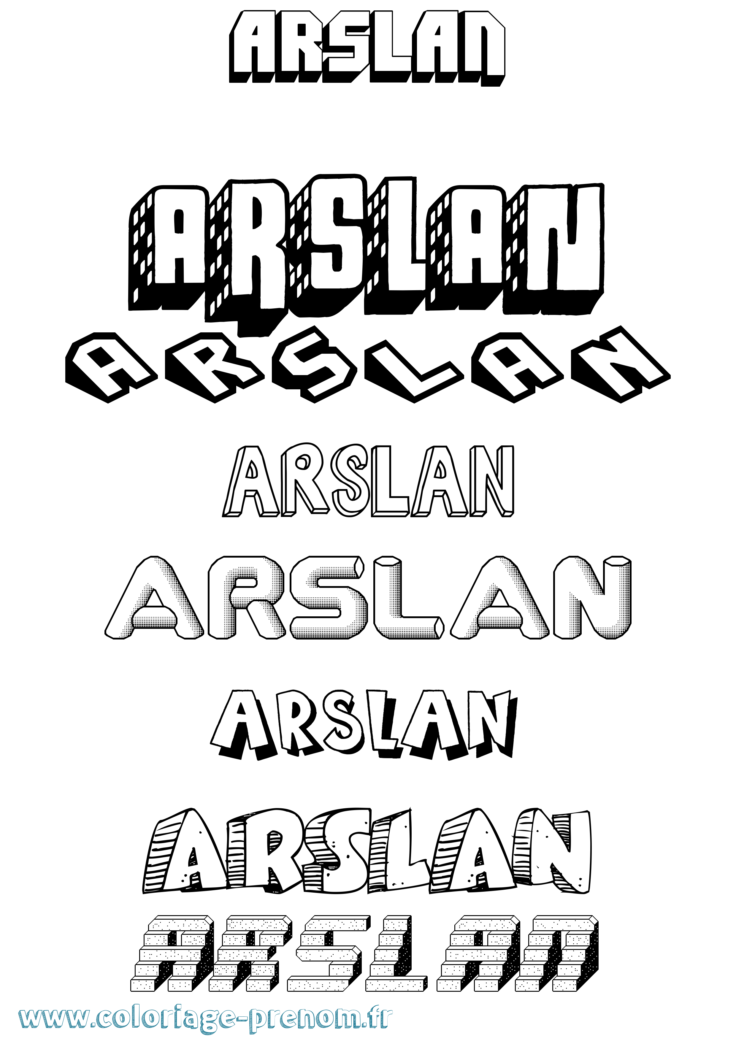 Coloriage prénom Arslan Effet 3D