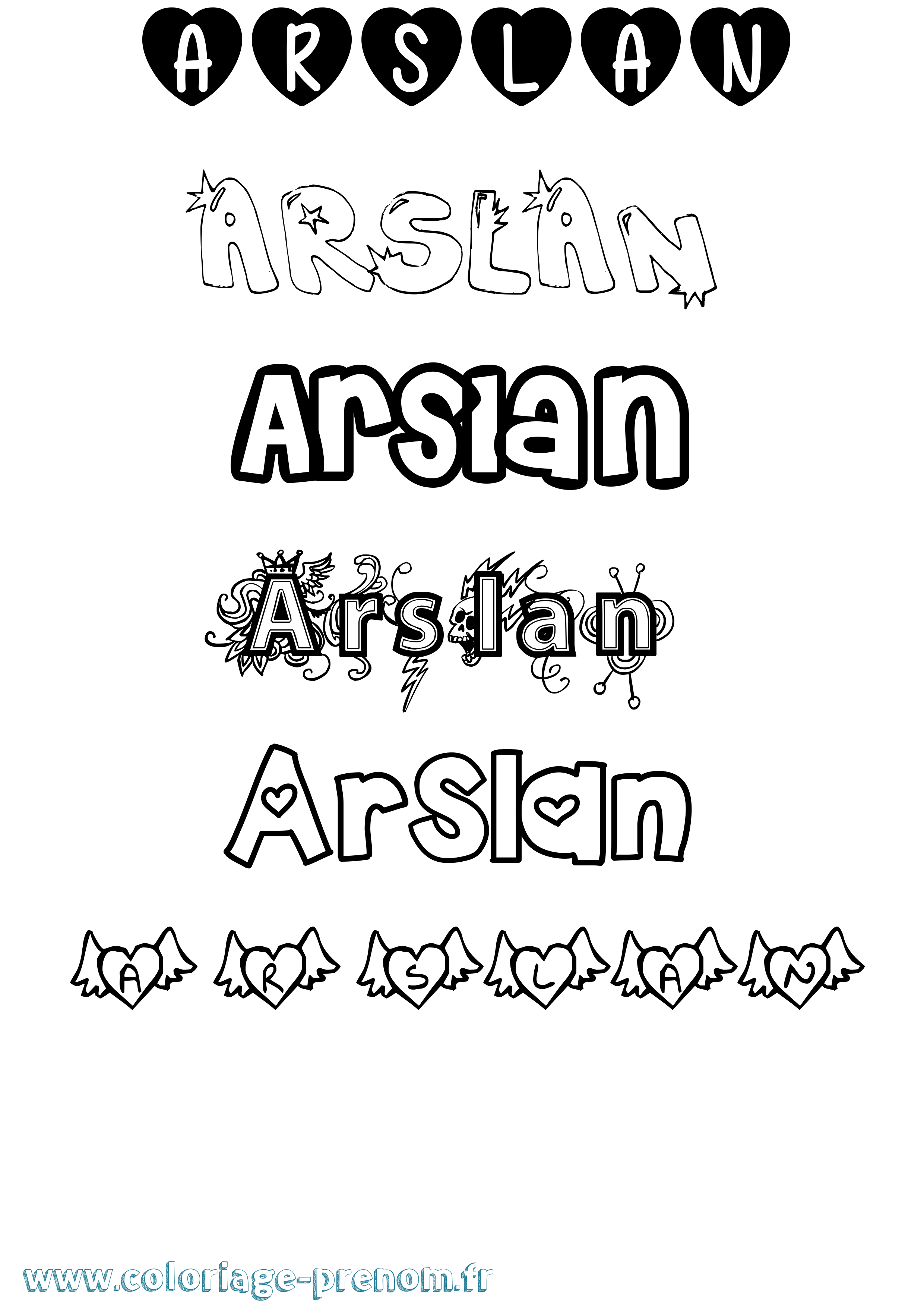 Coloriage prénom Arslan Girly
