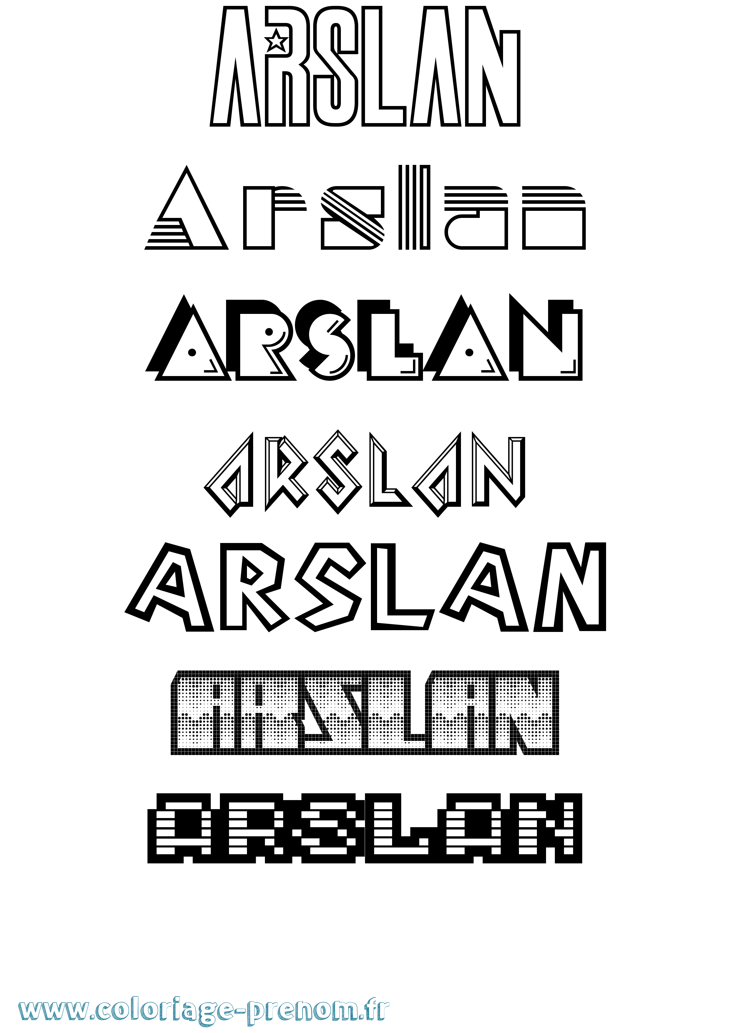 Coloriage prénom Arslan Jeux Vidéos