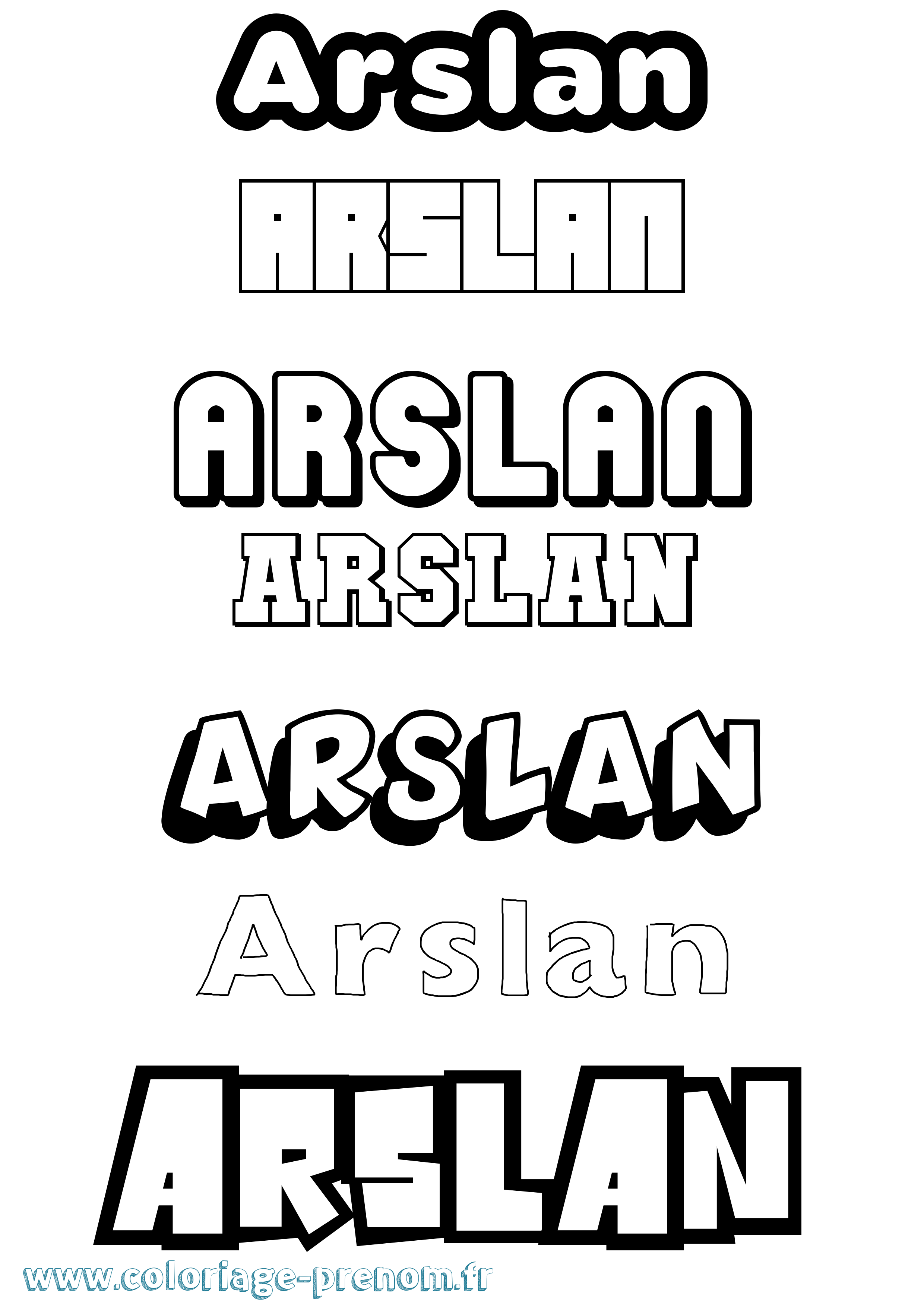 Coloriage prénom Arslan Simple