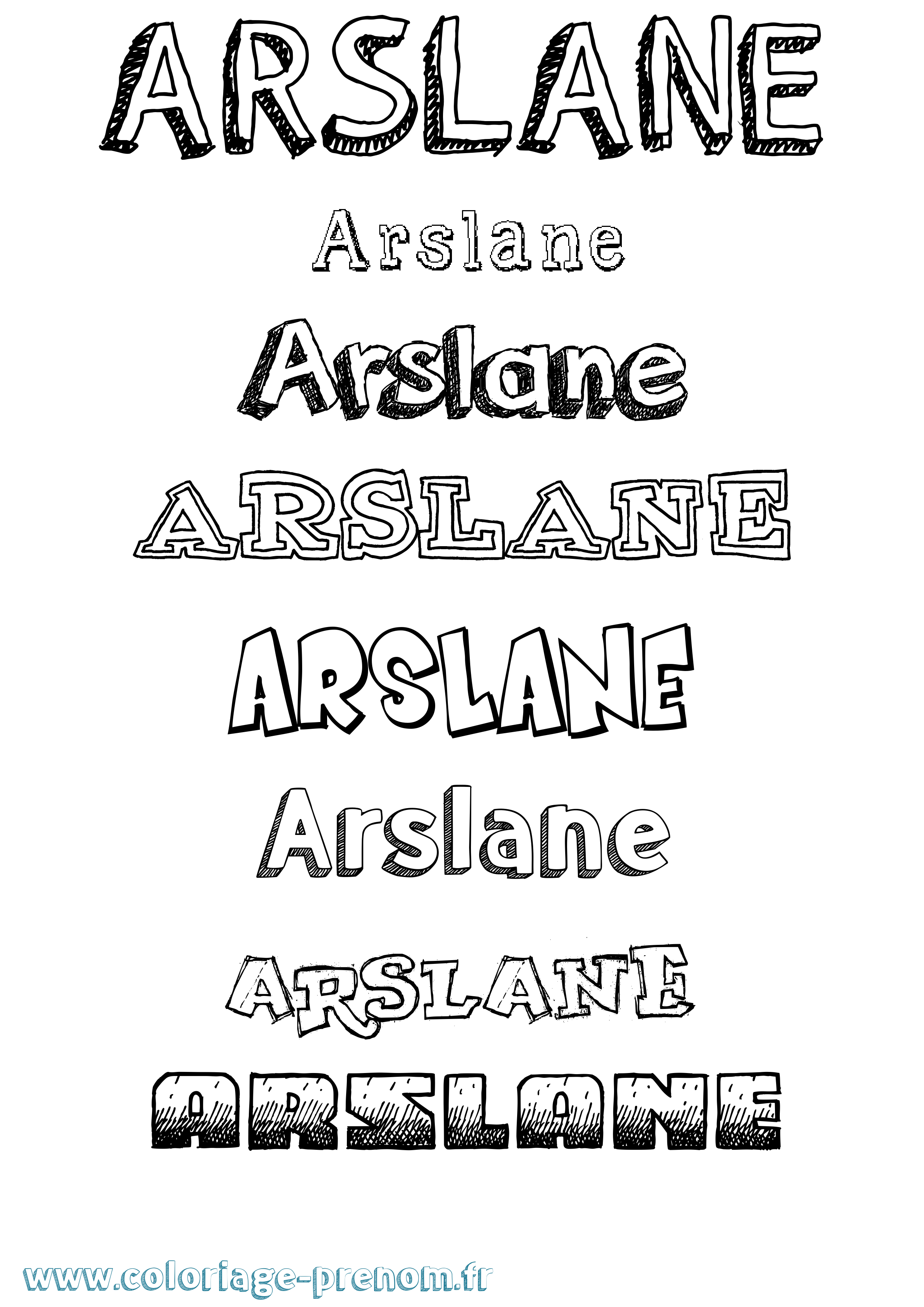 Coloriage prénom Arslane Dessiné