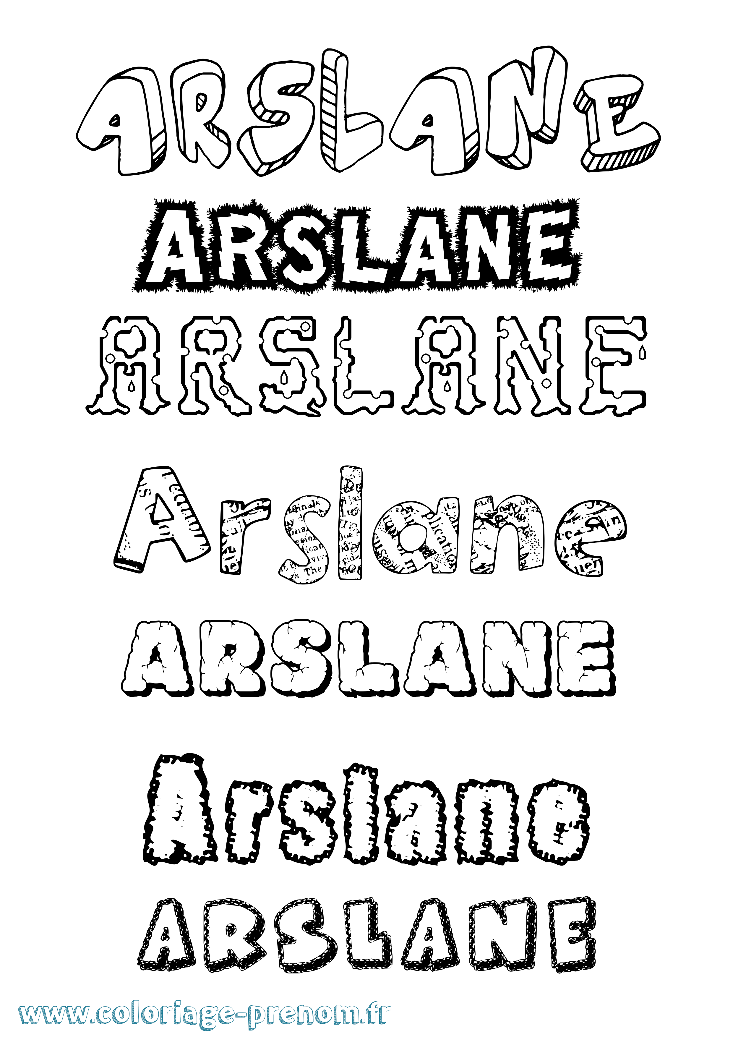 Coloriage prénom Arslane Destructuré