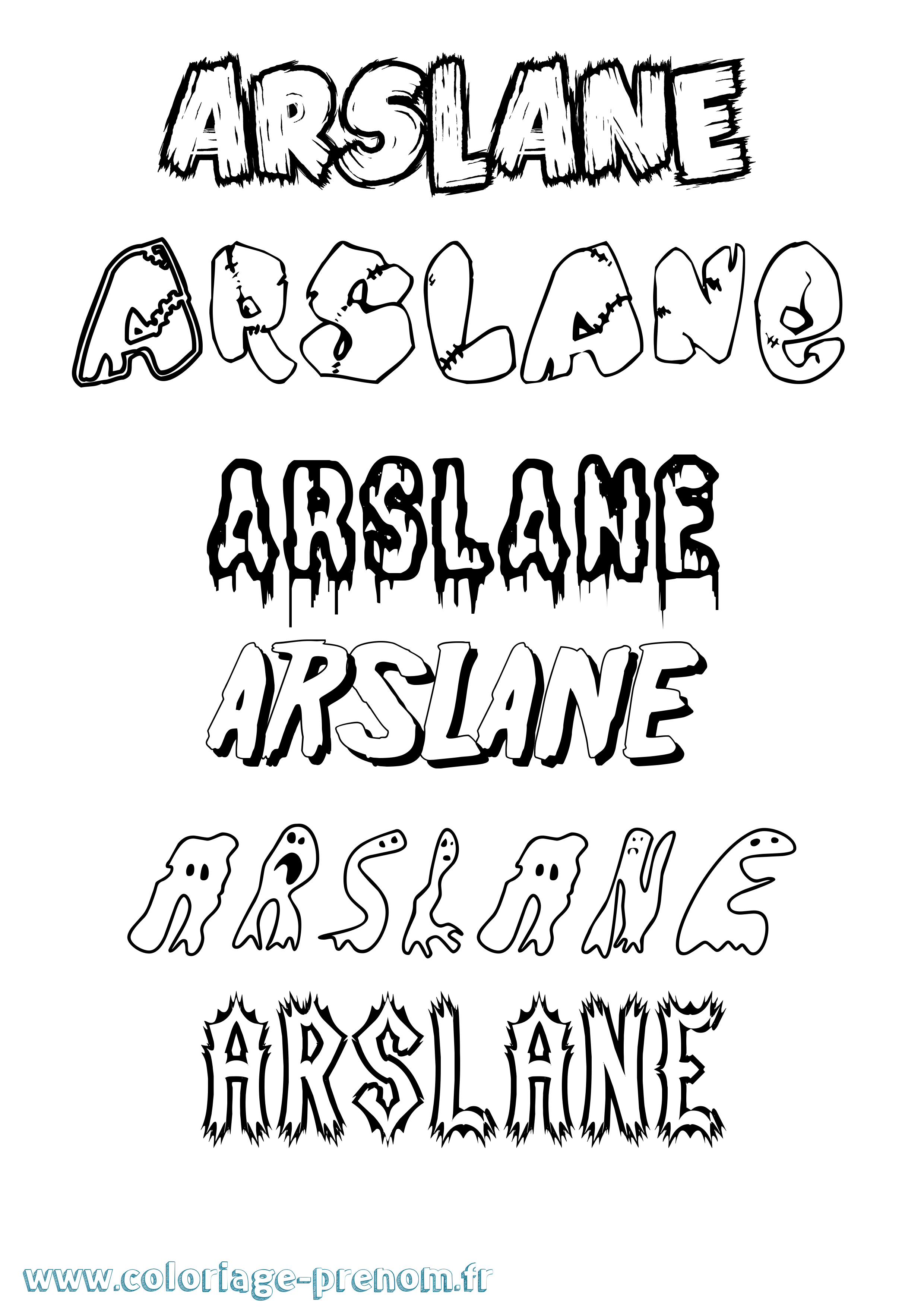 Coloriage prénom Arslane Frisson