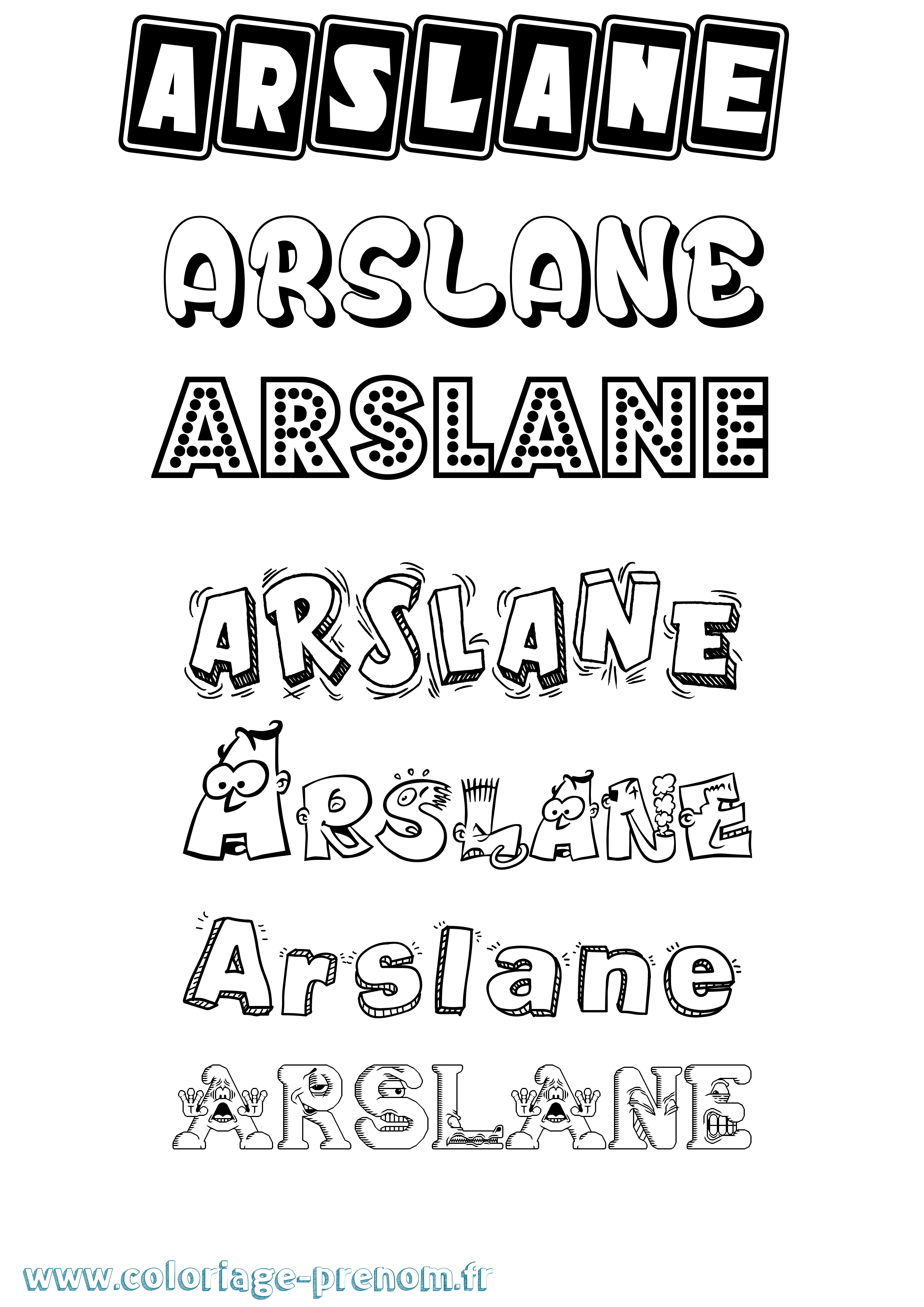 Coloriage prénom Arslane Fun