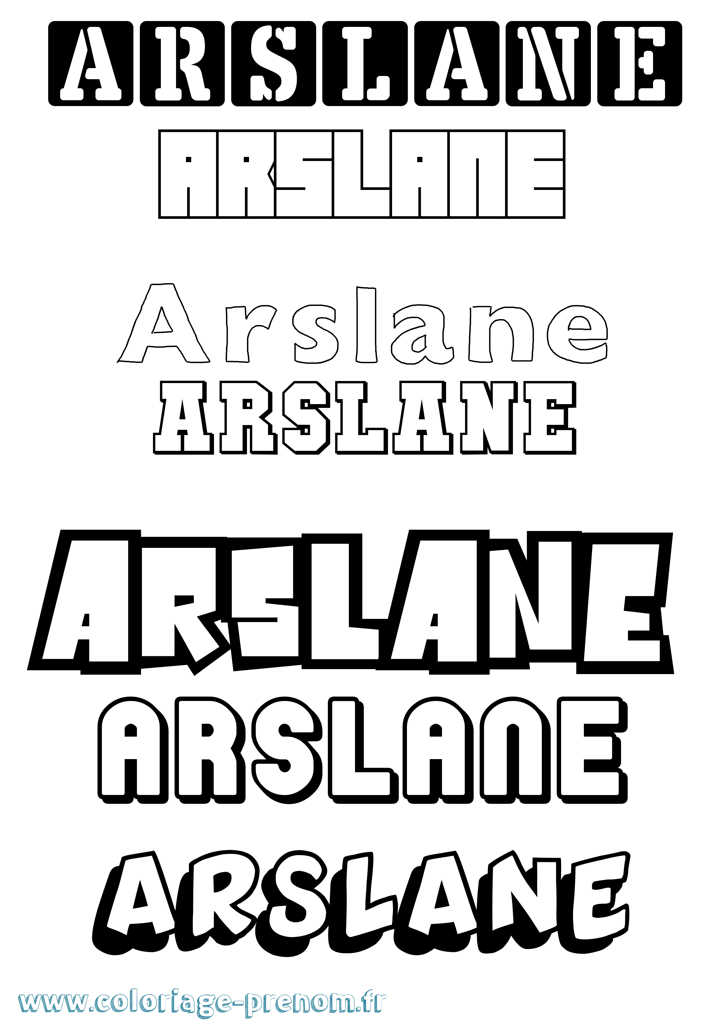 Coloriage prénom Arslane Simple