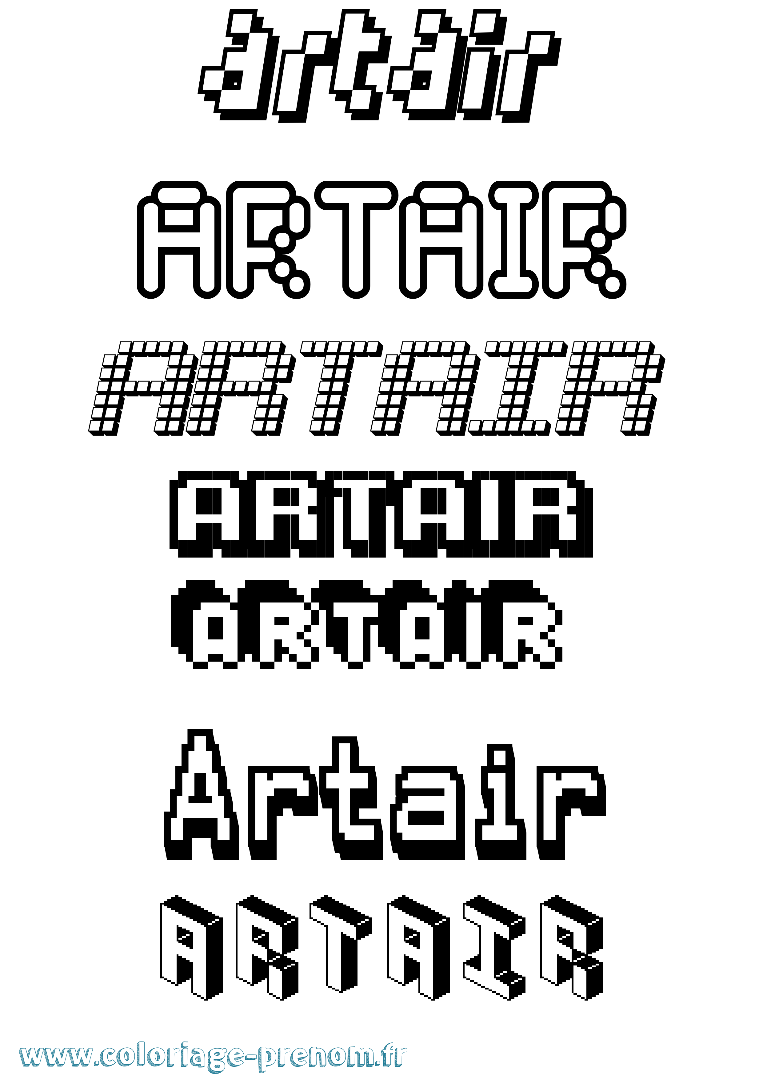 Coloriage prénom Artair Pixel