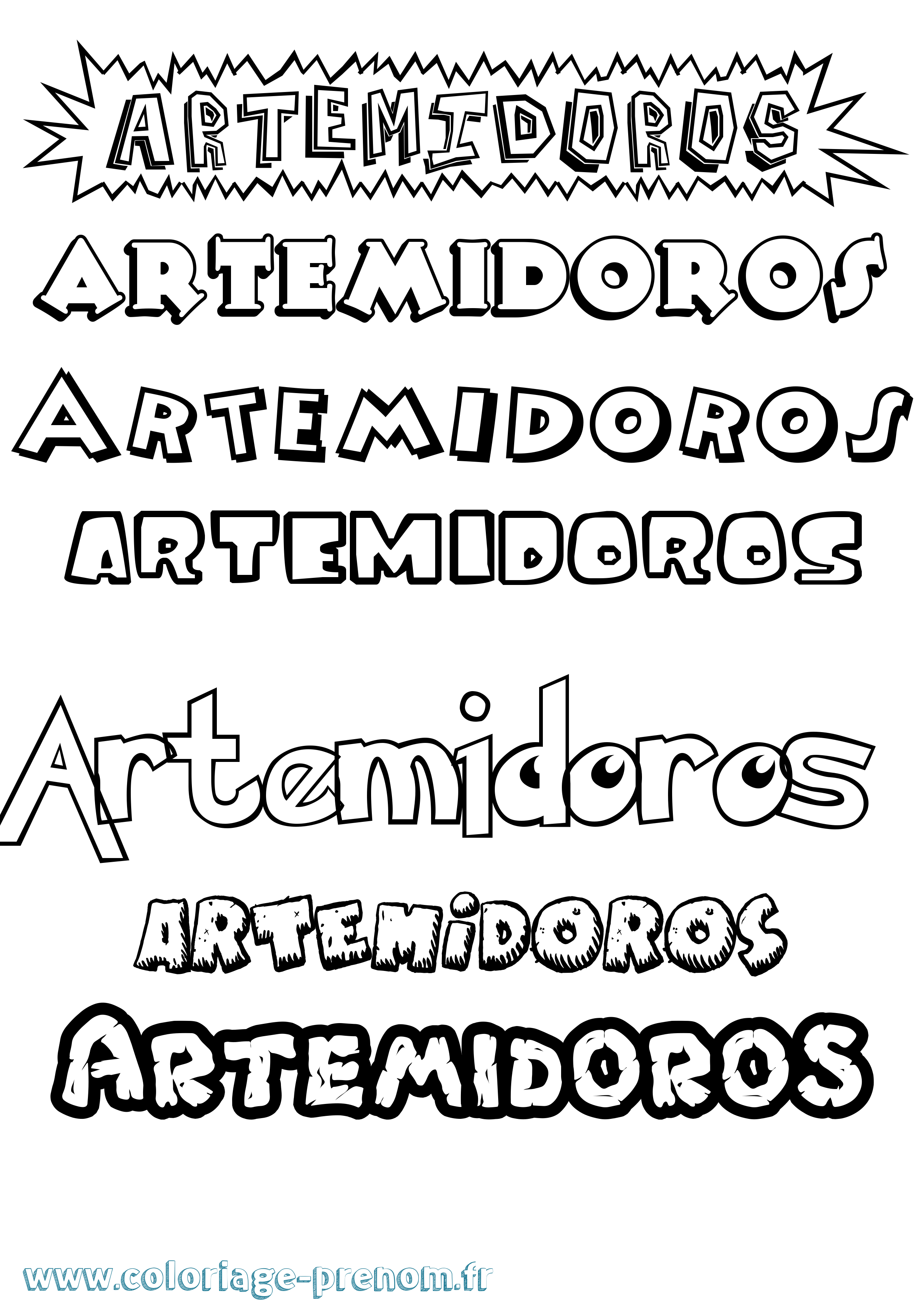 Coloriage prénom Artemidoros Dessin Animé