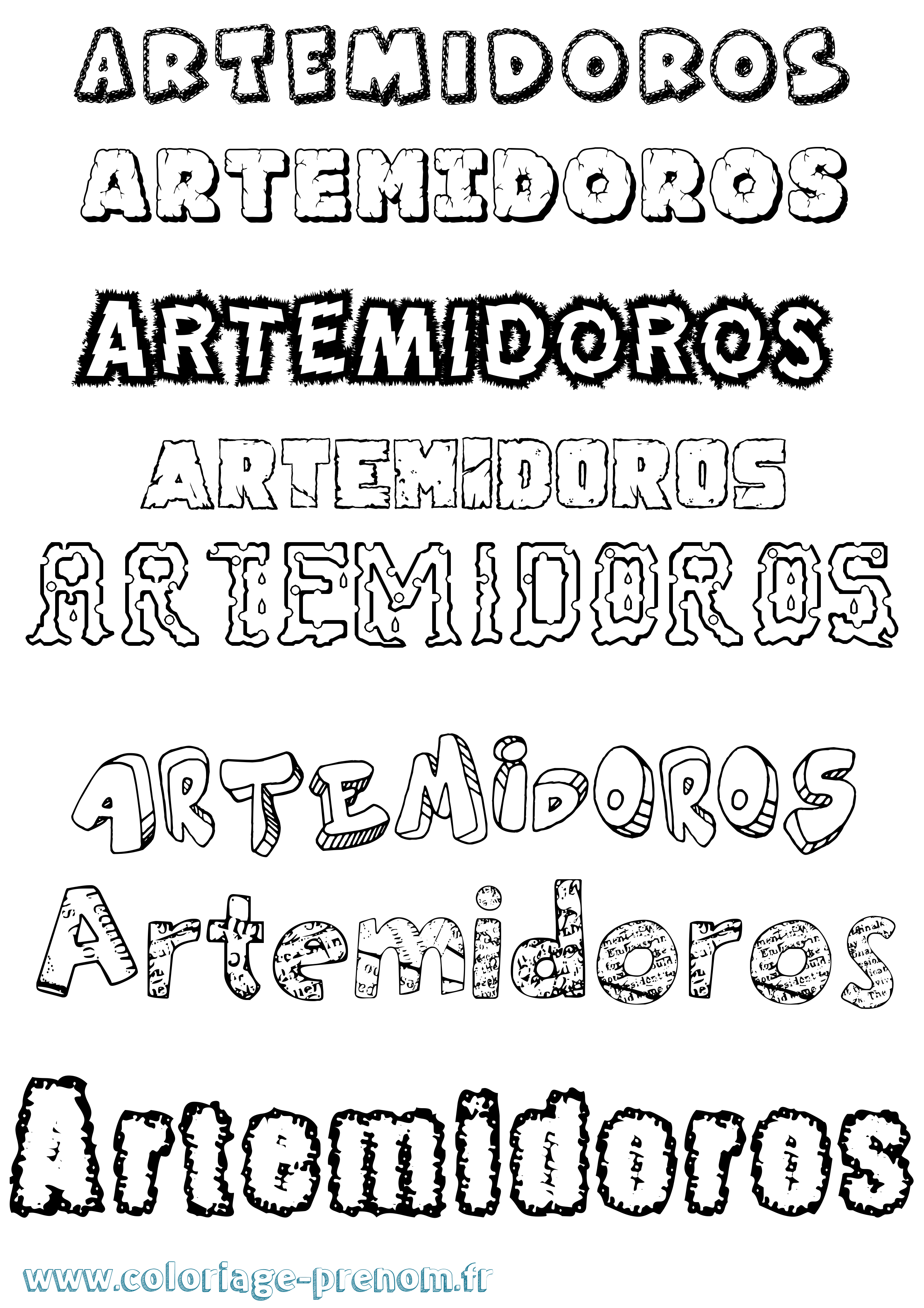 Coloriage prénom Artemidoros Destructuré