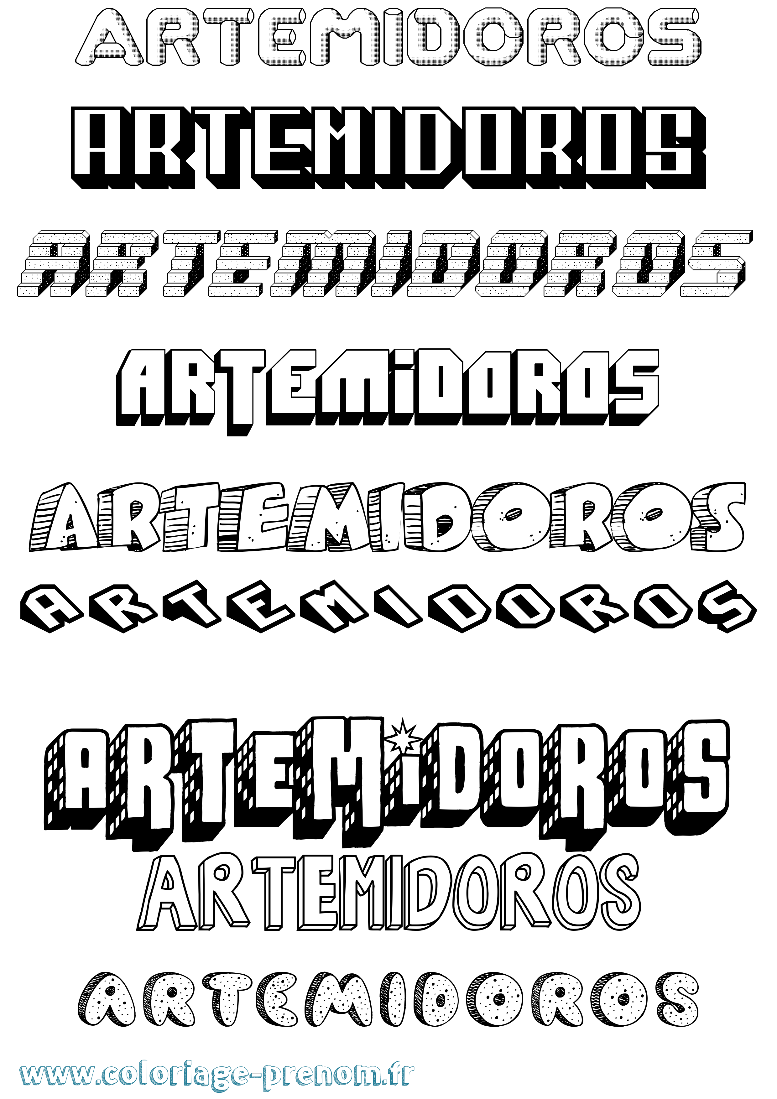 Coloriage prénom Artemidoros Effet 3D