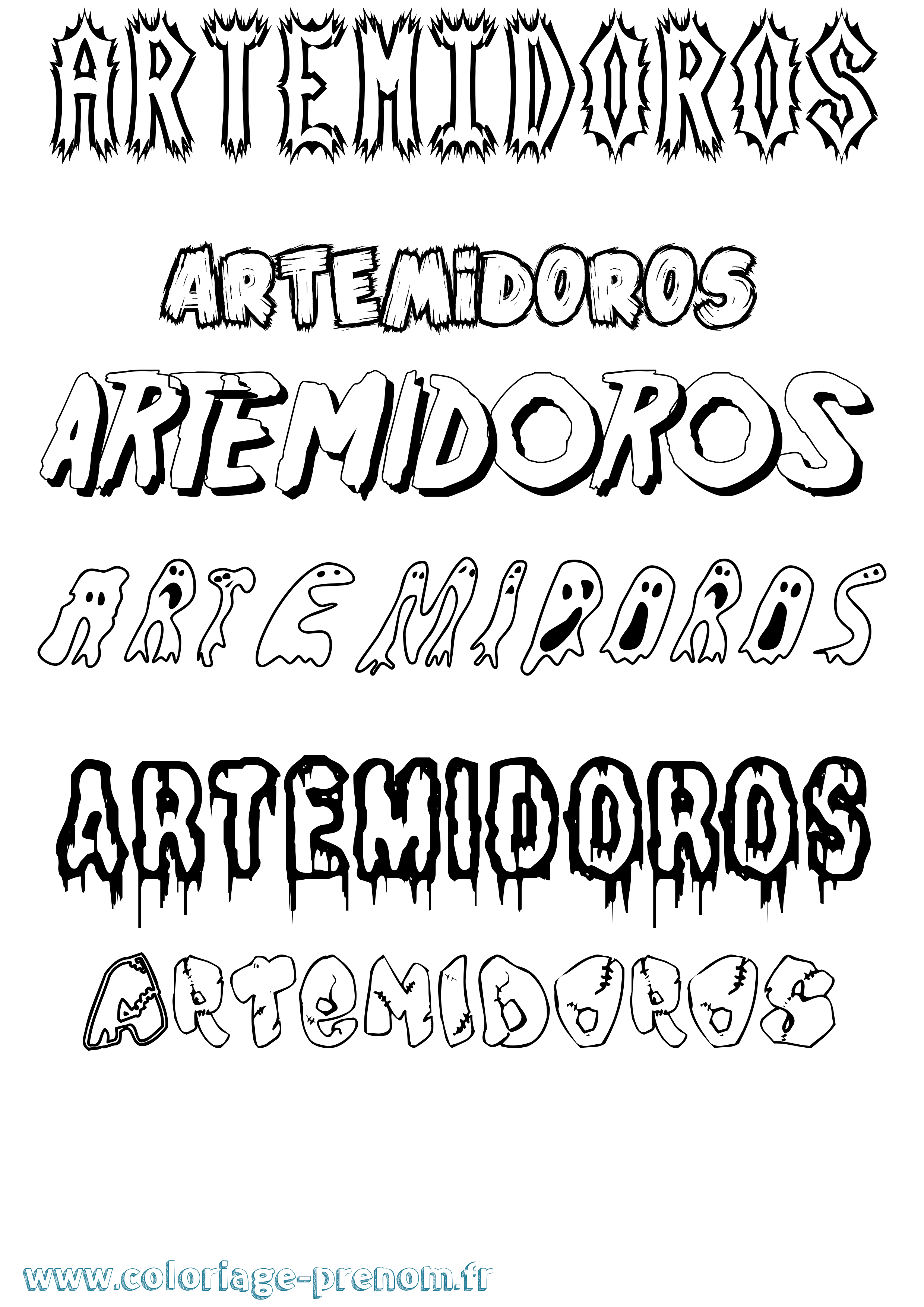 Coloriage prénom Artemidoros Frisson