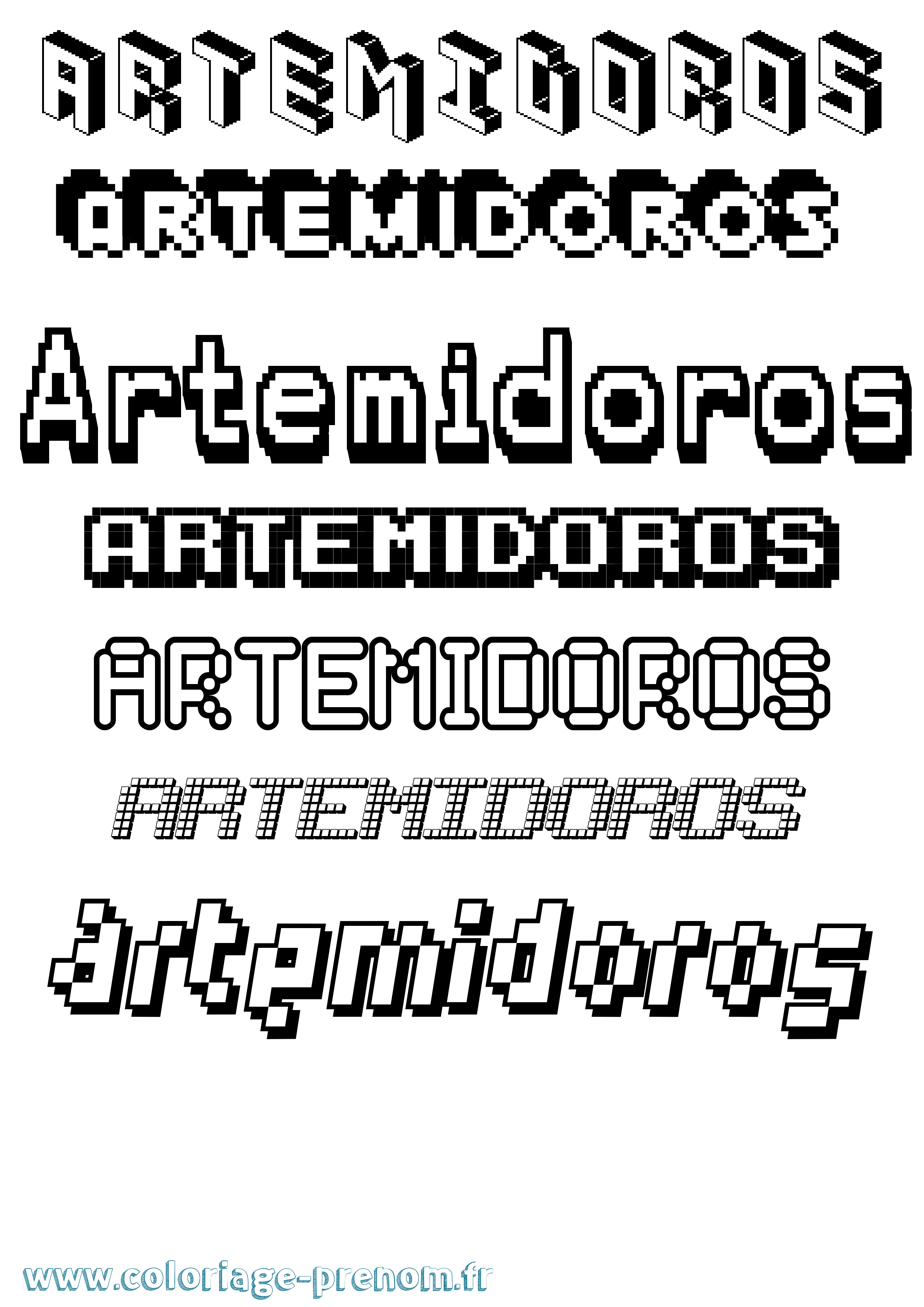 Coloriage prénom Artemidoros Pixel