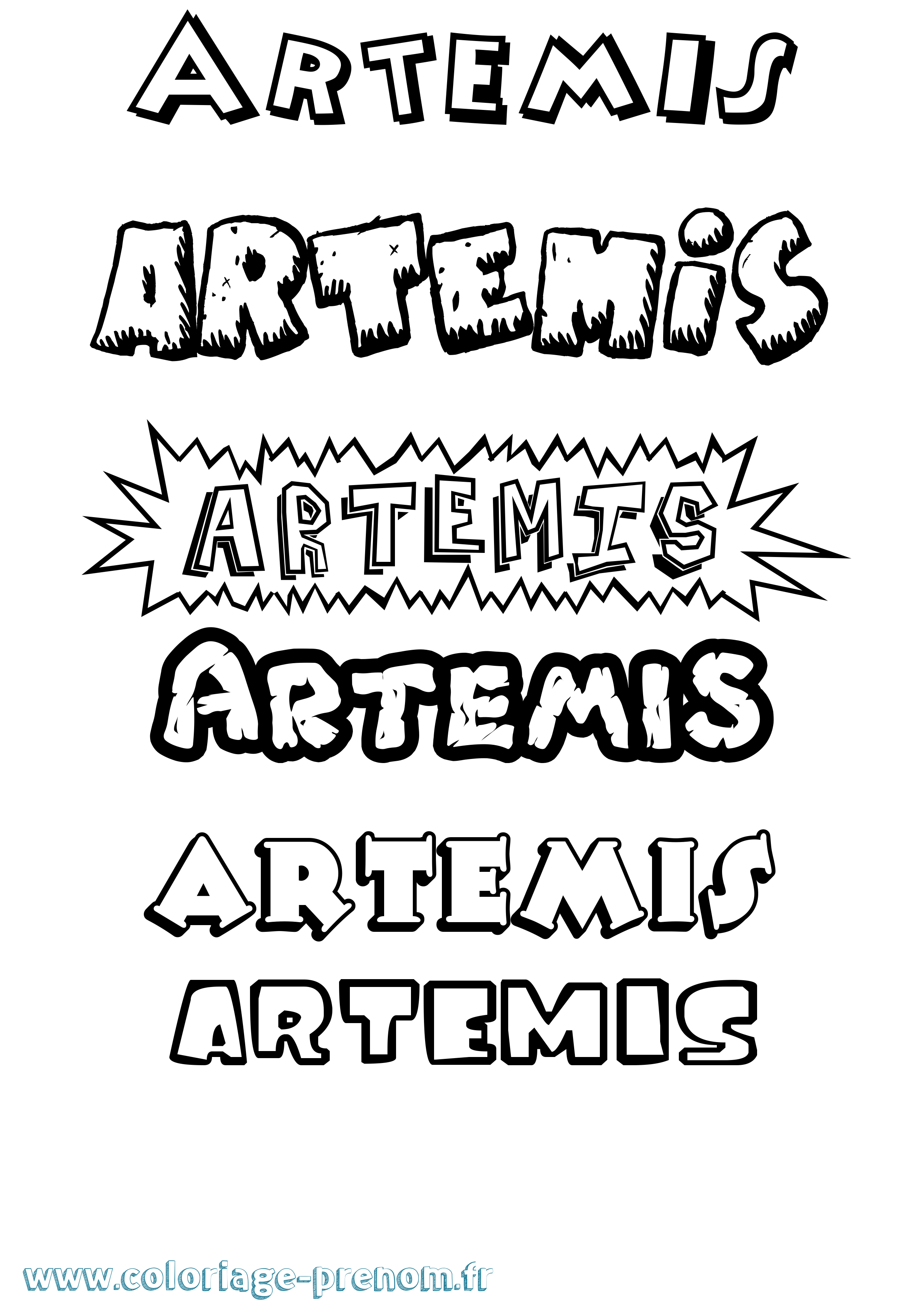 Coloriage Artemis Dessin Animé Coloriage prénom Artemis Dessin Animé