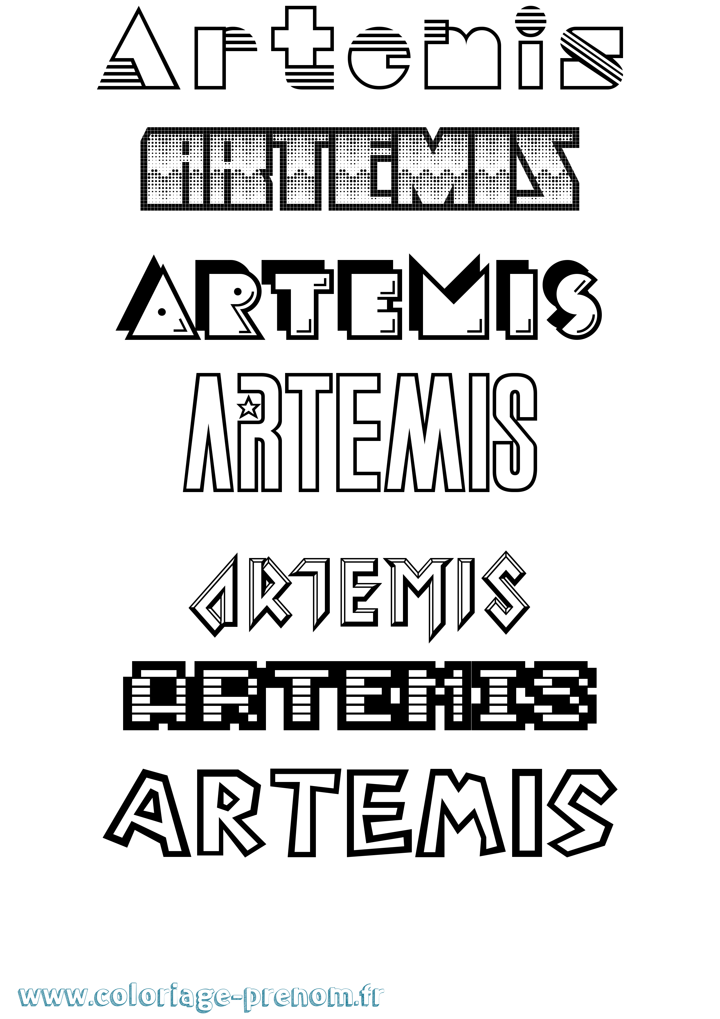 Coloriage prénom Artemis Jeux Vidéos