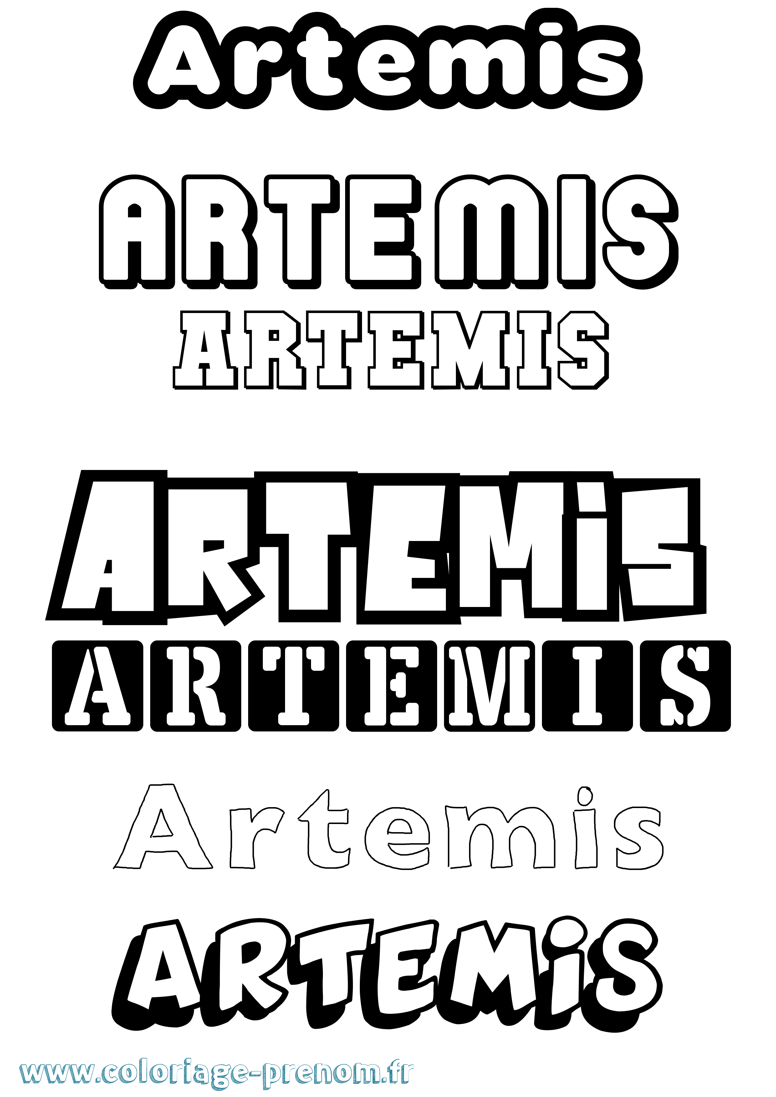 Coloriage prénom Artemis Simple