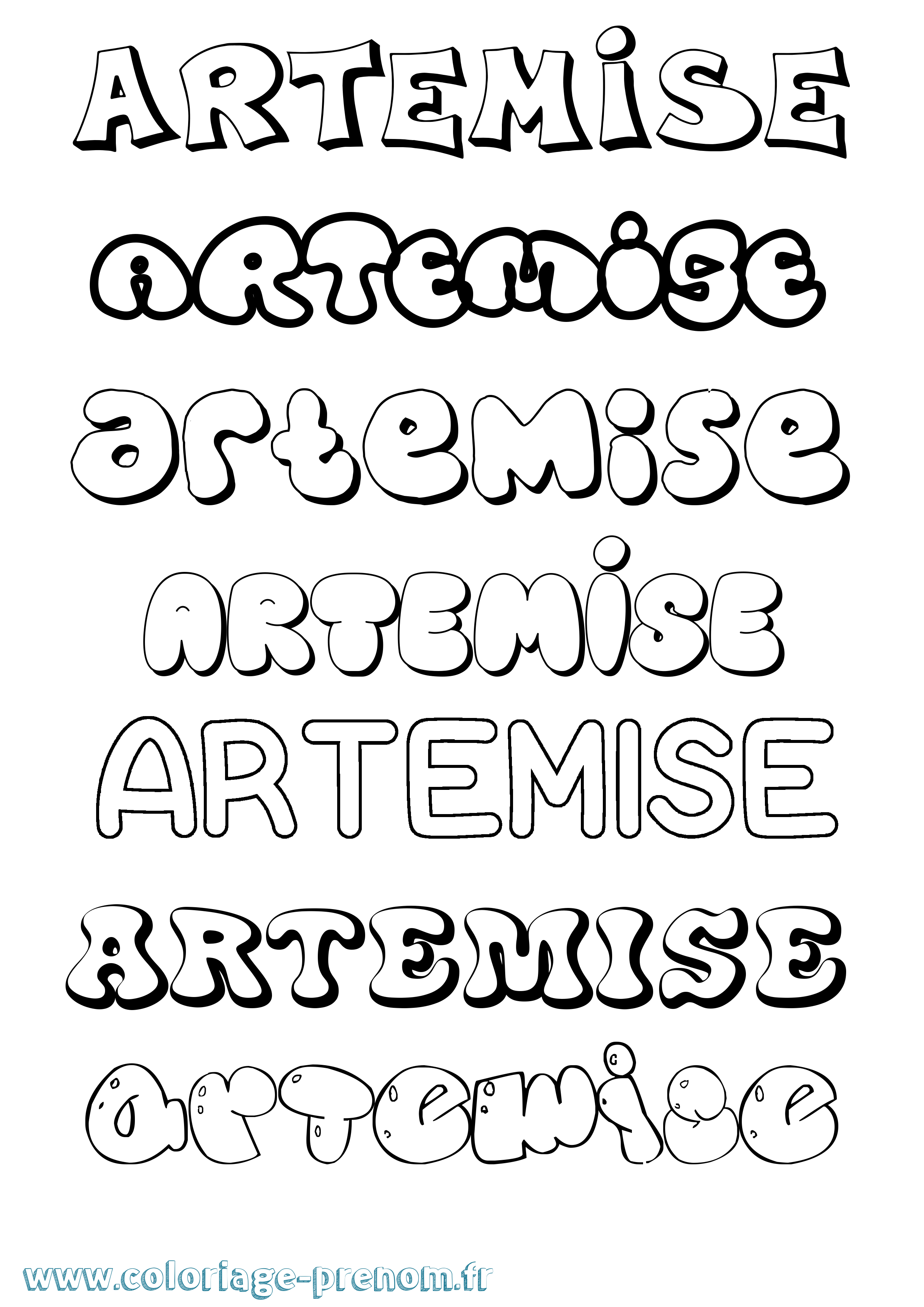 Coloriage Artemise Bubble Coloriage prénom Artemise Bubble
