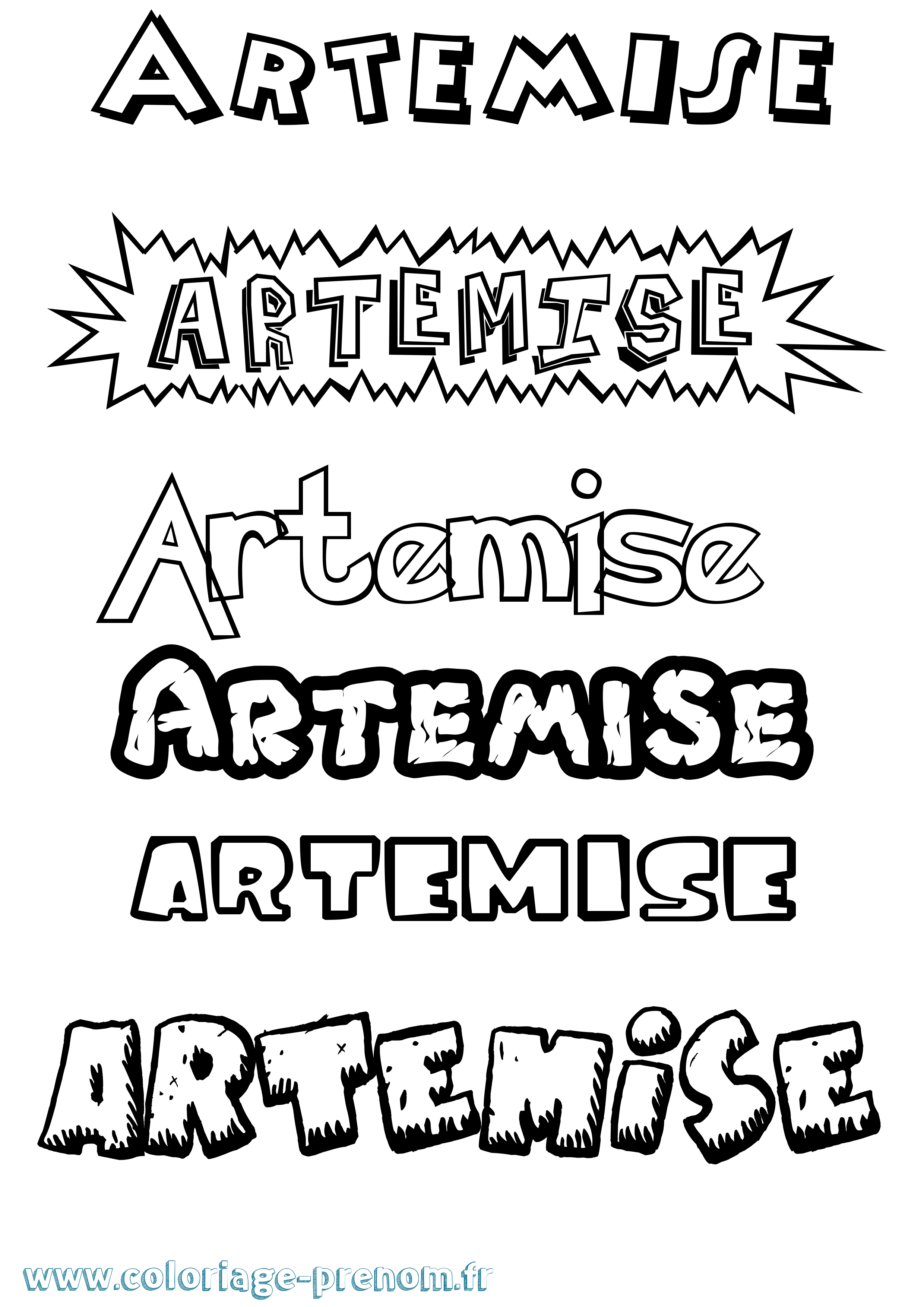 Coloriage Artemise Dessin Animé Coloriage prénom Artemise Dessin Animé