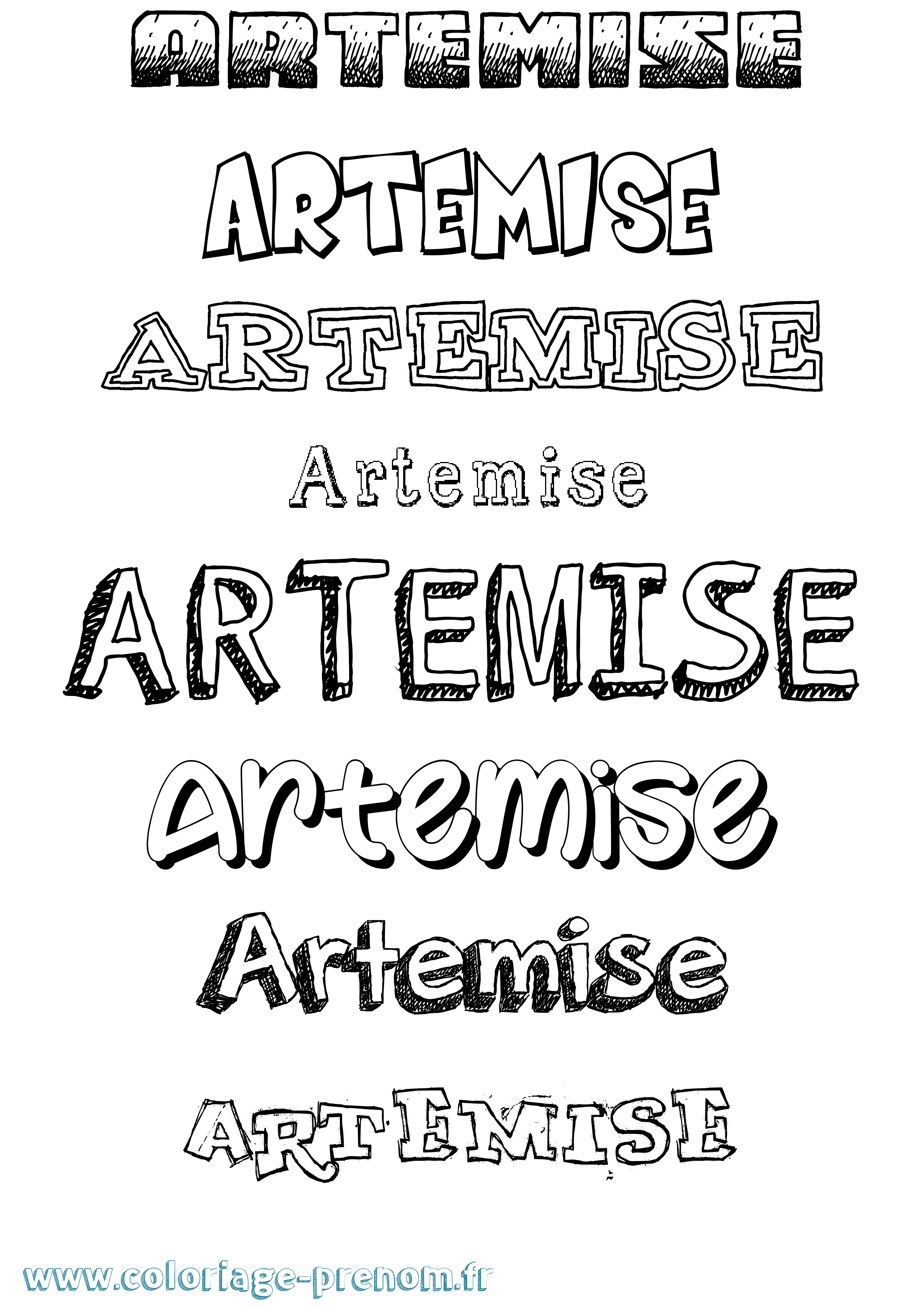 Coloriage Artemise Dessiné Coloriage prénom Artemise Dessiné