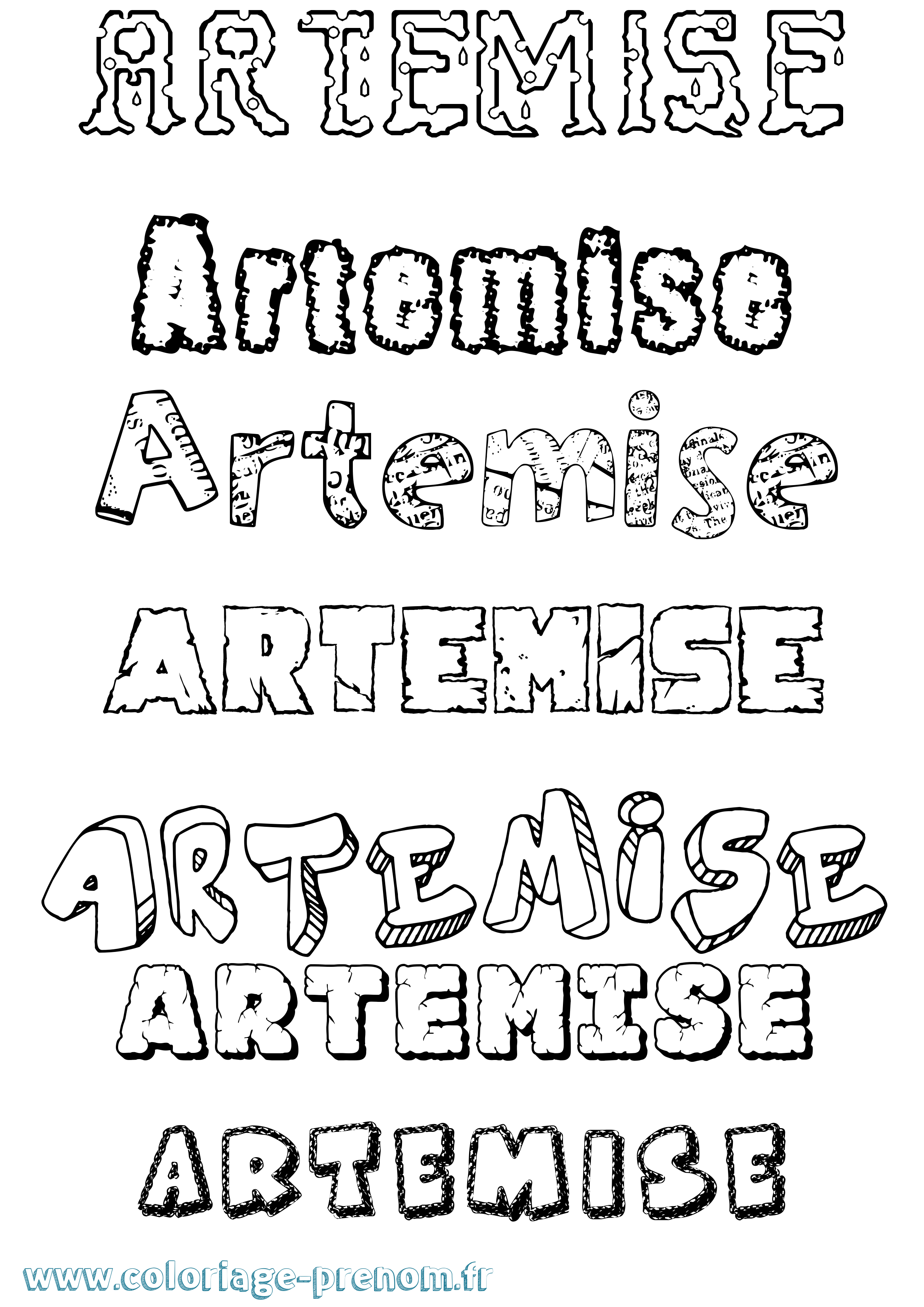 Coloriage Artemise Destructuré Coloriage prénom Artemise Destructuré