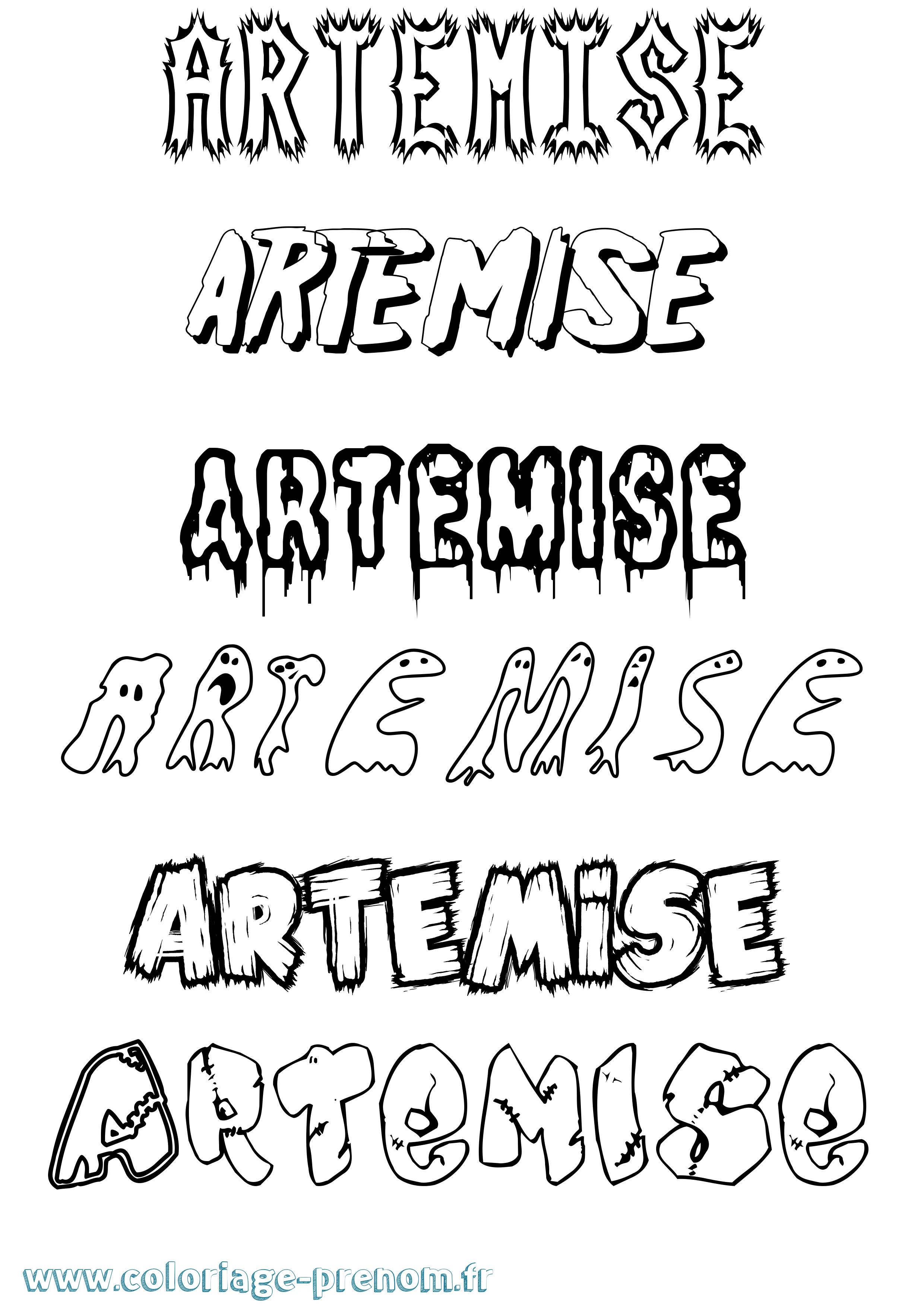 Coloriage Artemise Frisson Coloriage prénom Artemise Frisson
