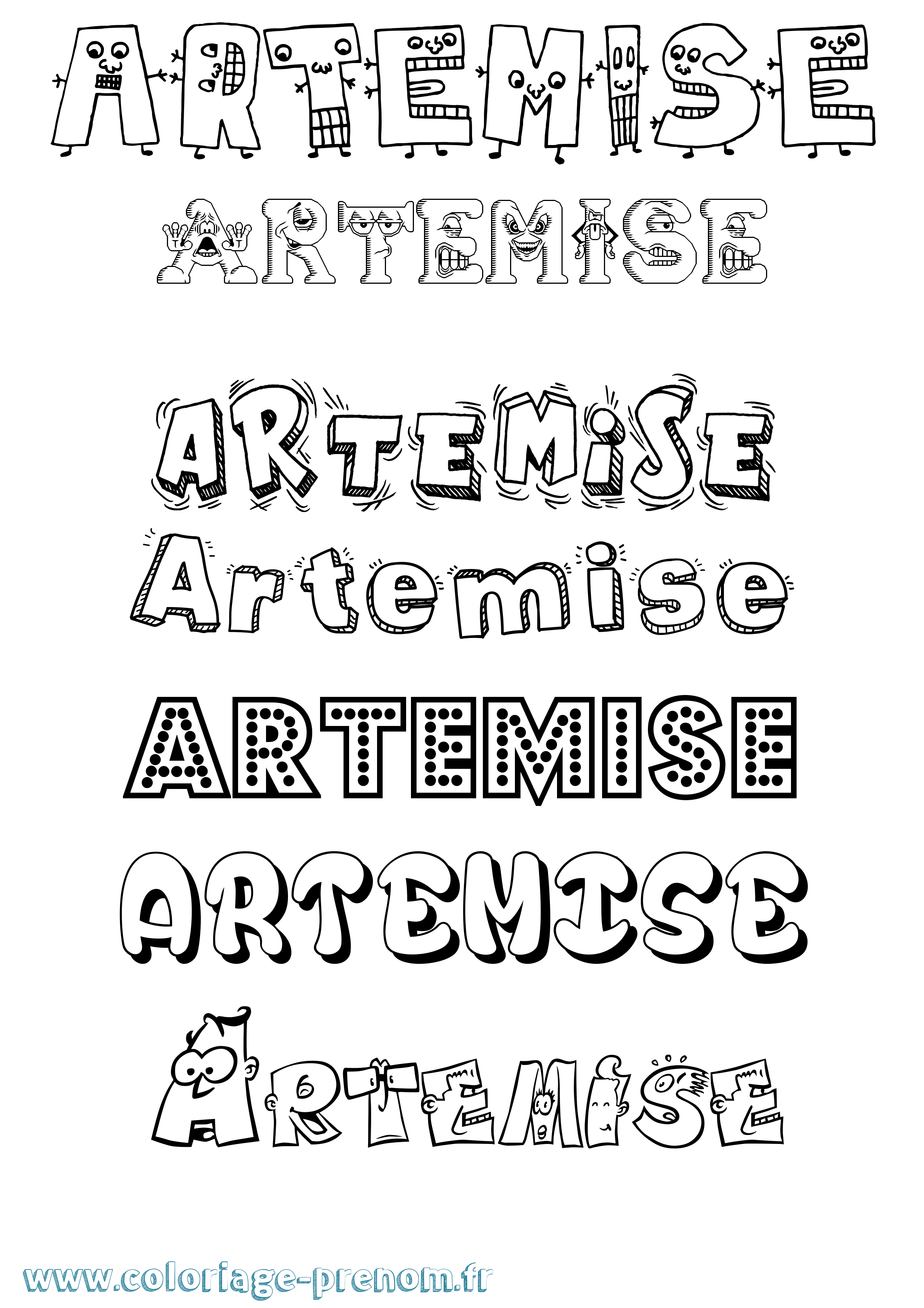 Coloriage Artemise Fun Coloriage prénom Artemise Fun