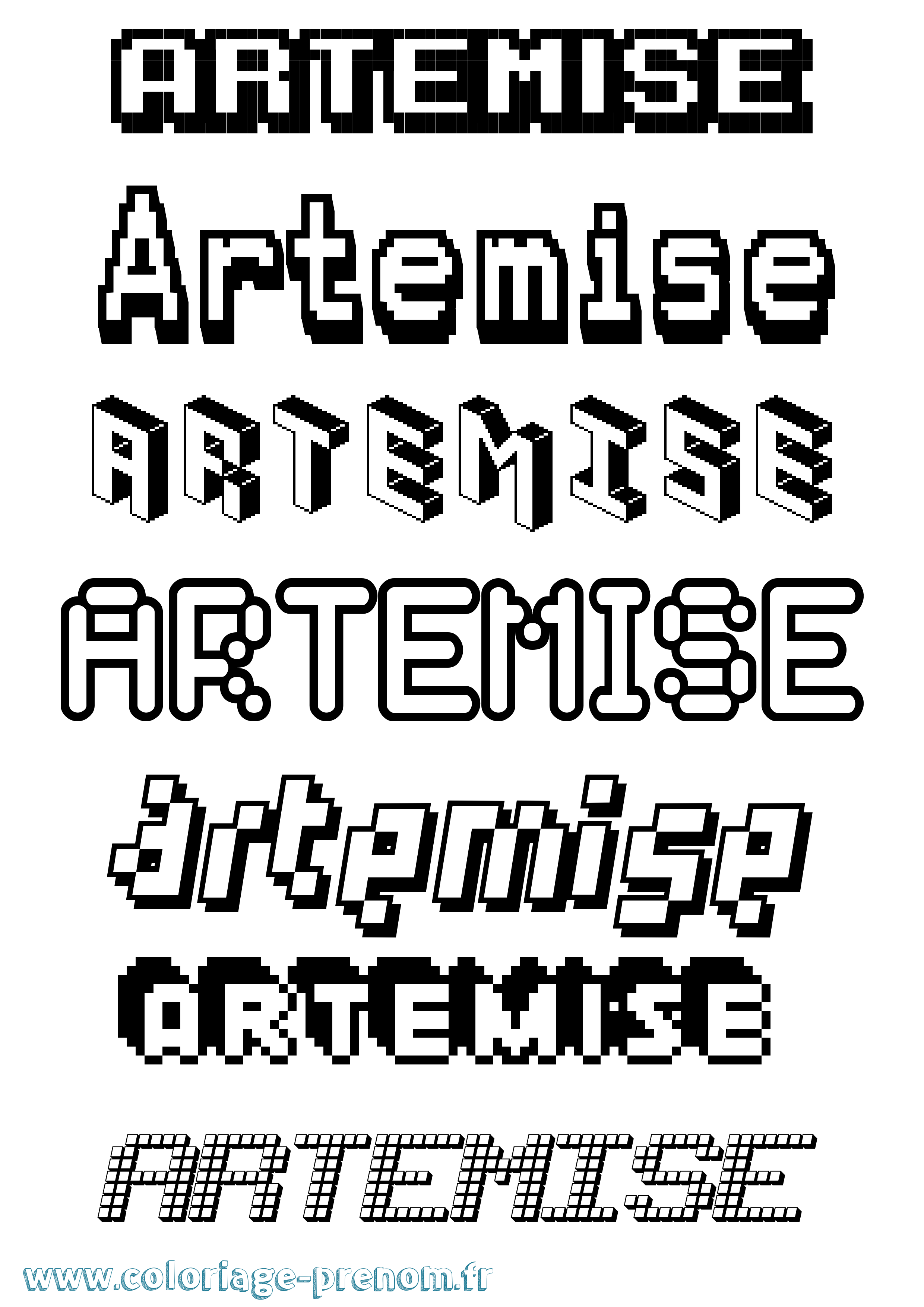 Coloriage Artemise Pixel Coloriage prénom Artemise Pixel