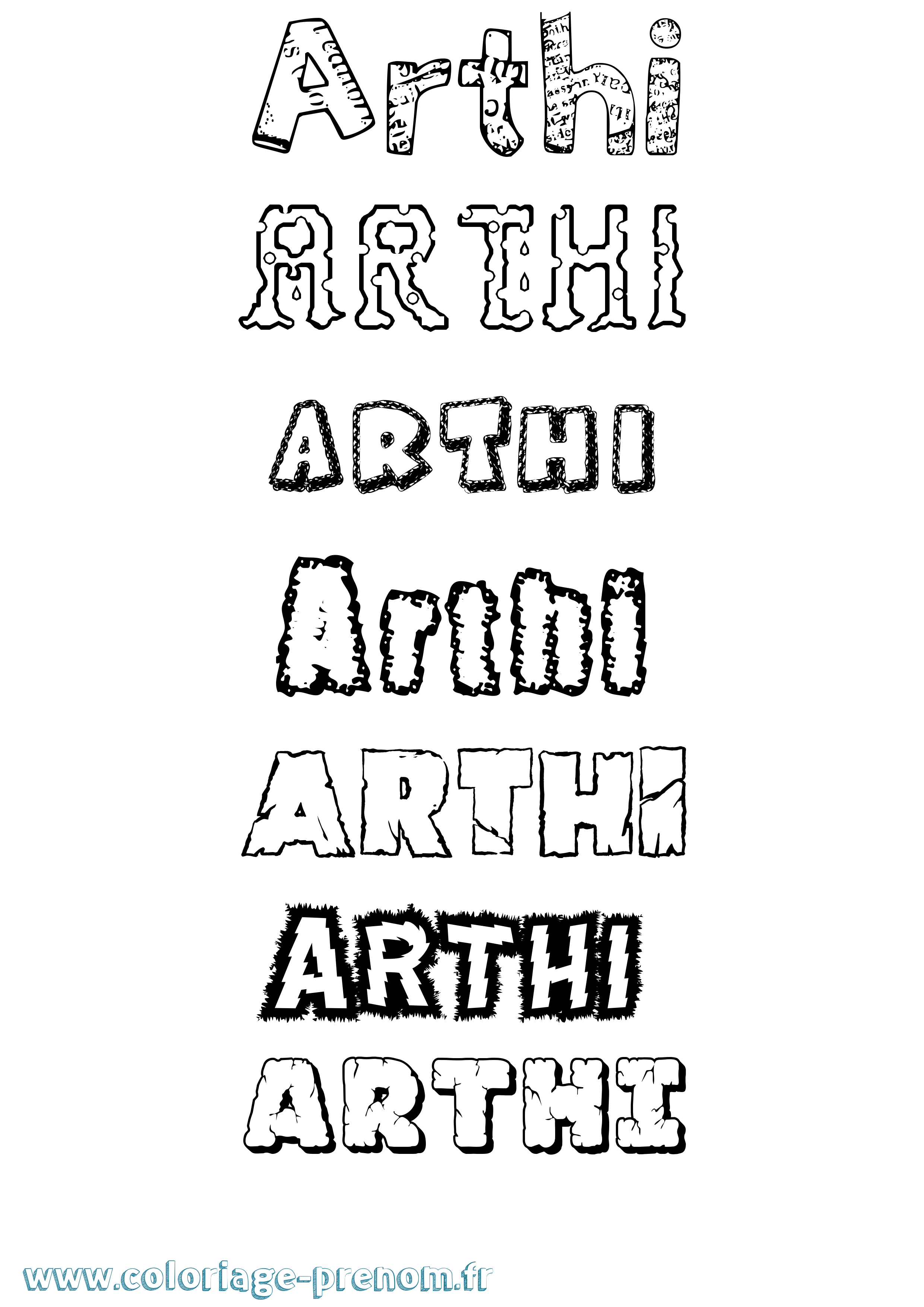 Coloriage prénom Arthi Destructuré