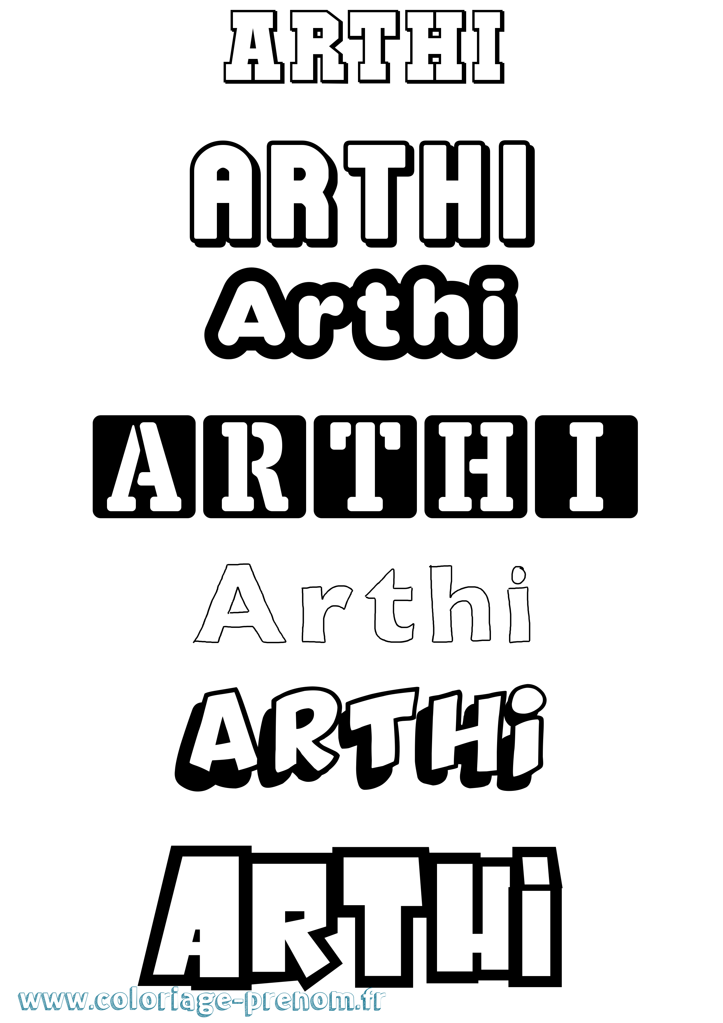 Coloriage prénom Arthi Simple