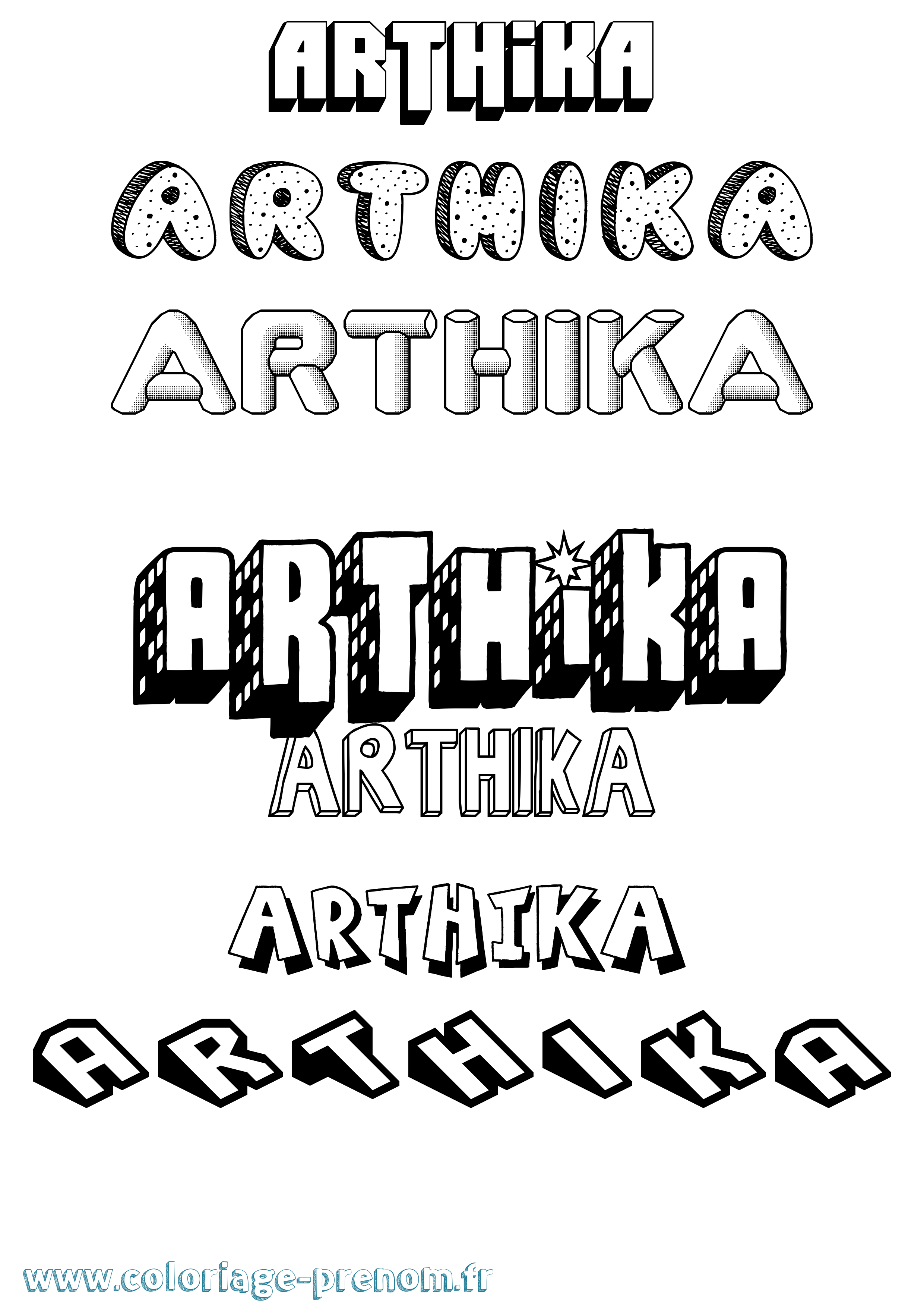 Coloriage prénom Arthika Effet 3D