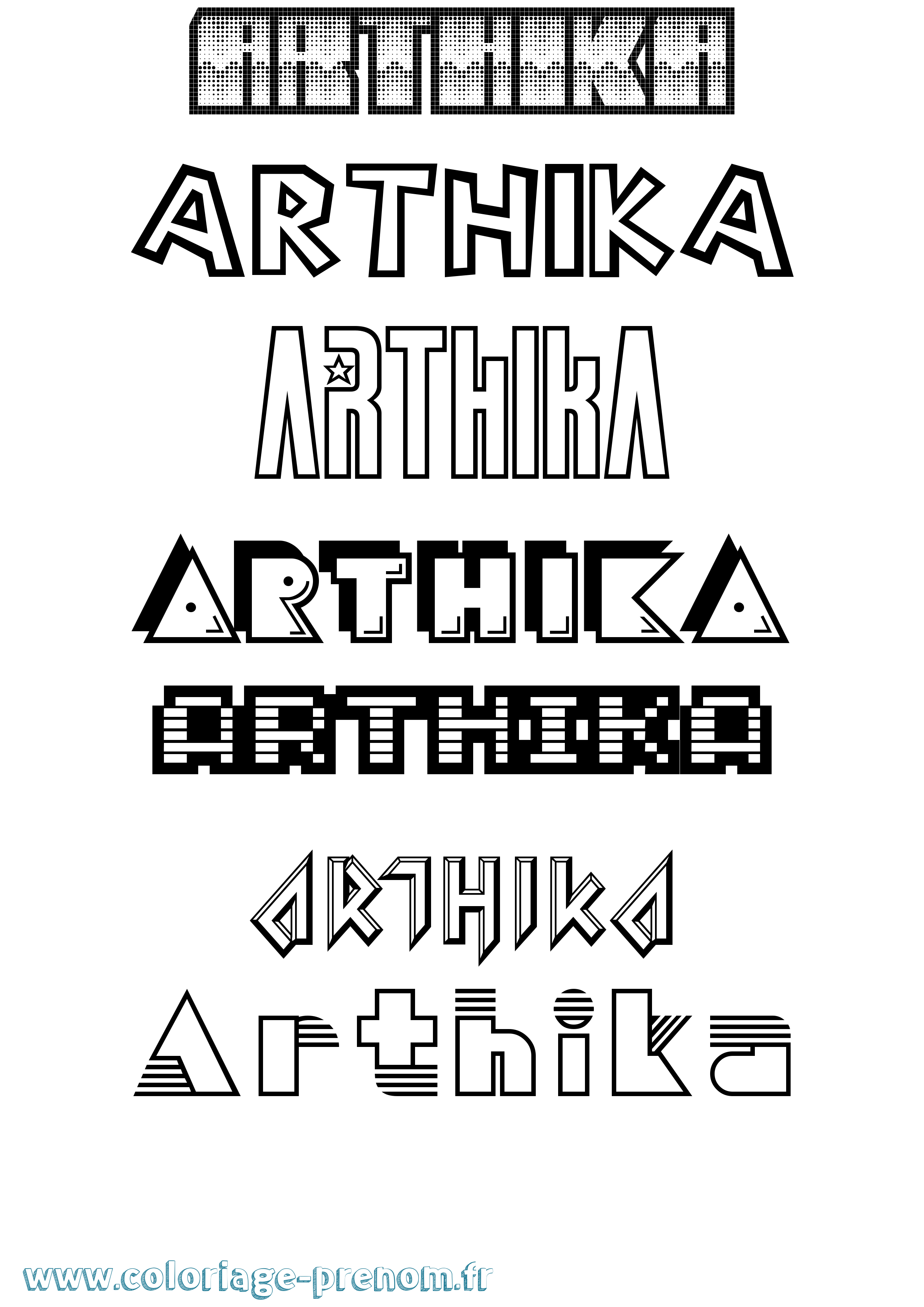 Coloriage prénom Arthika Jeux Vidéos