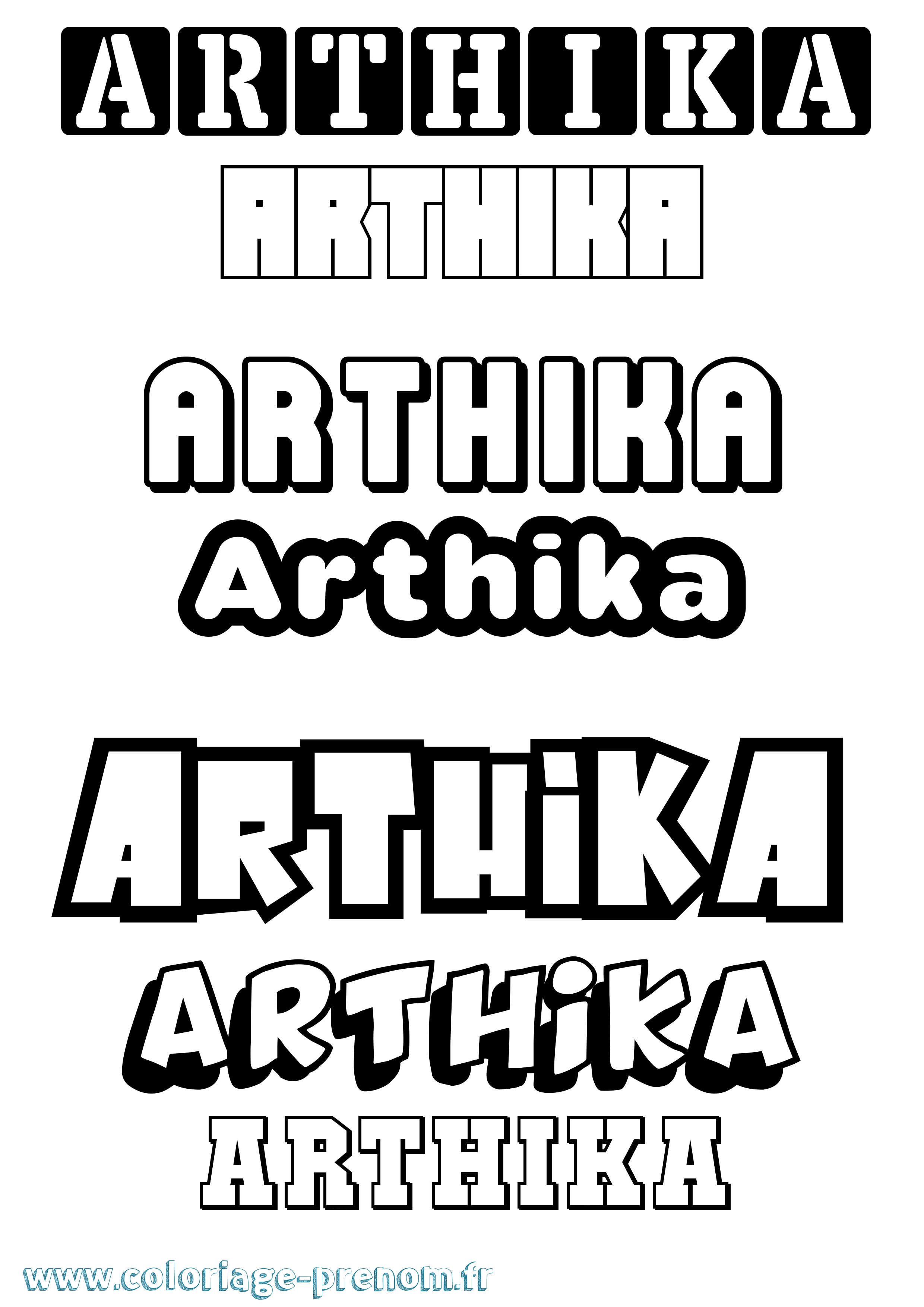 Coloriage prénom Arthika Simple