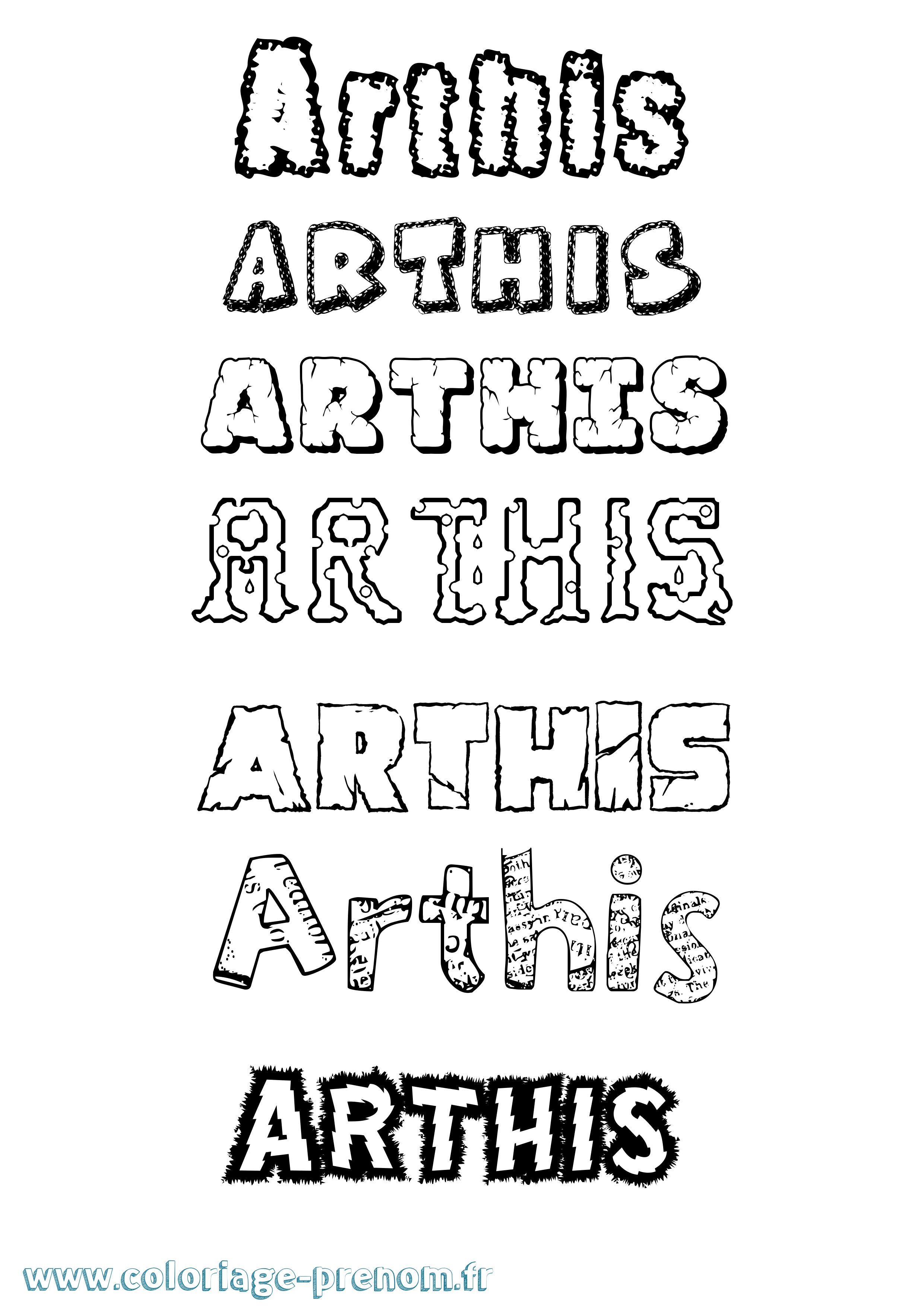 Coloriage prénom Arthis Destructuré