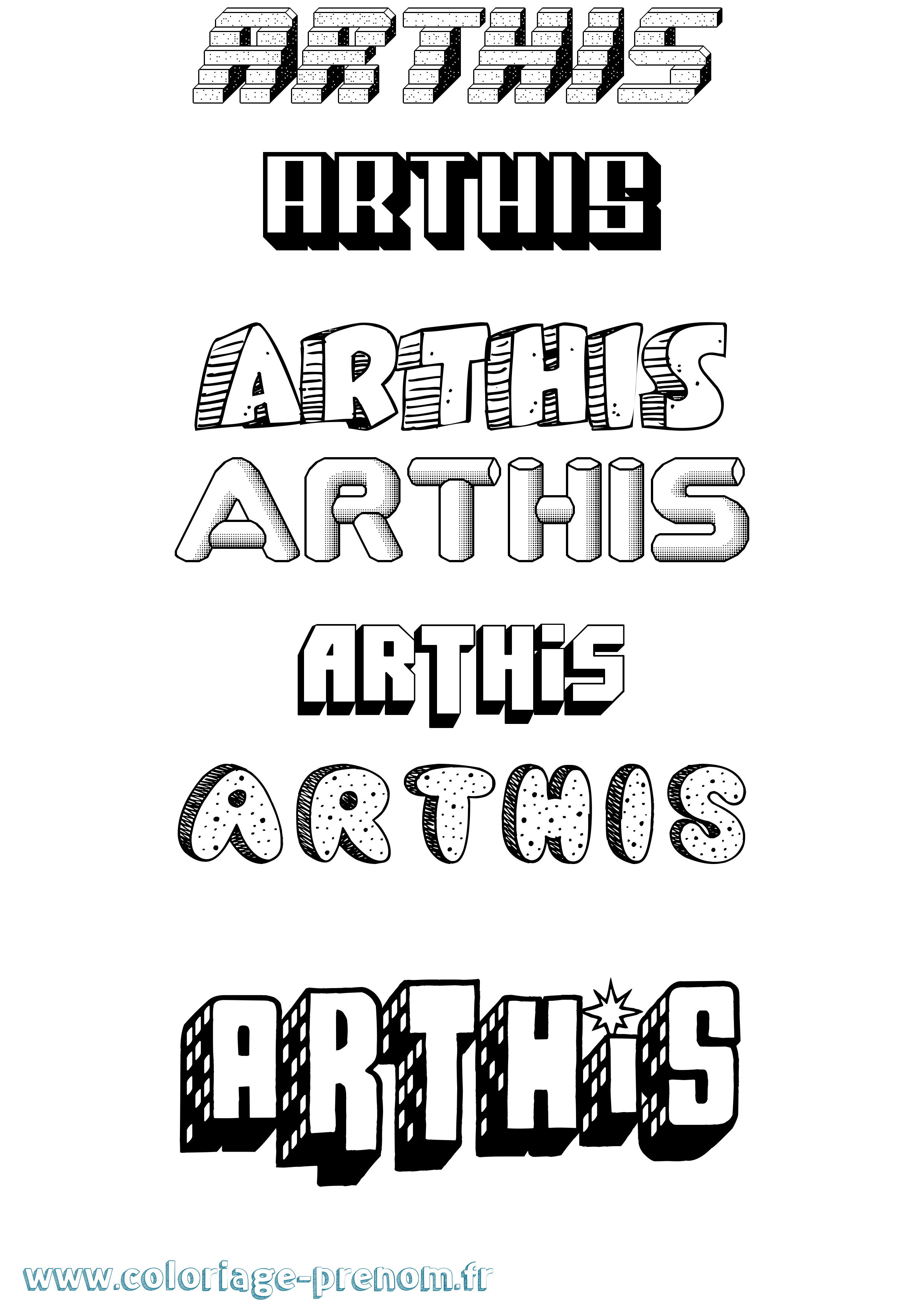 Coloriage prénom Arthis Effet 3D
