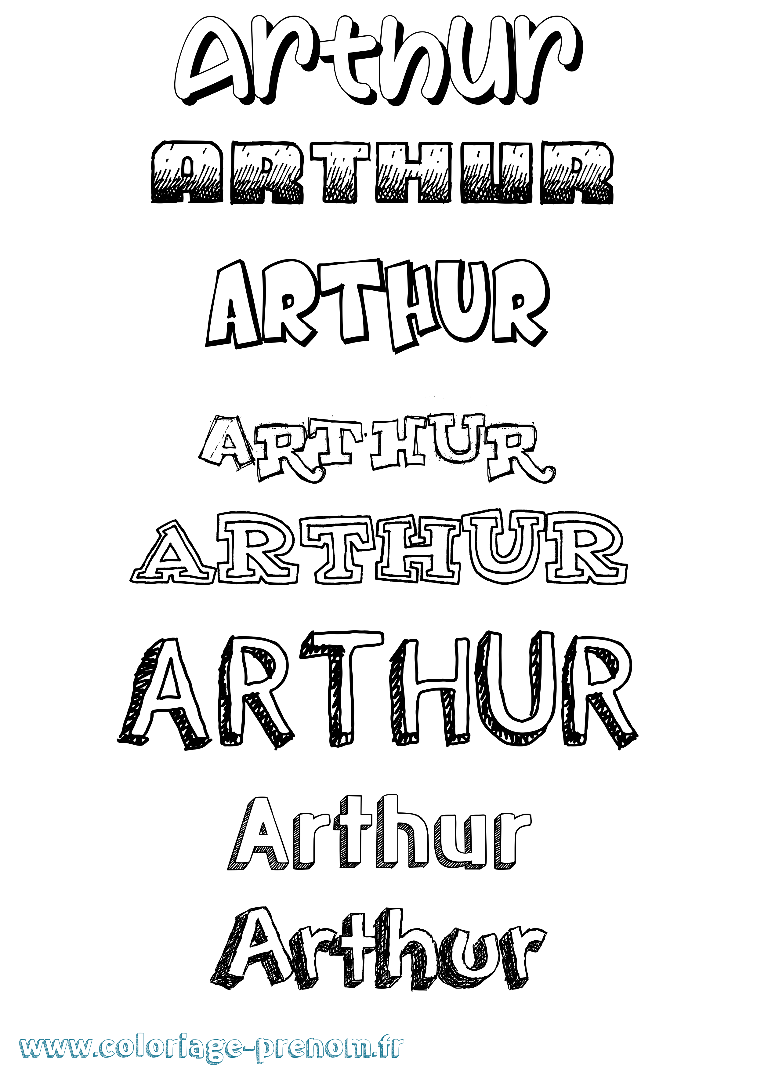 Coloriage prénom Arthur Dessiné