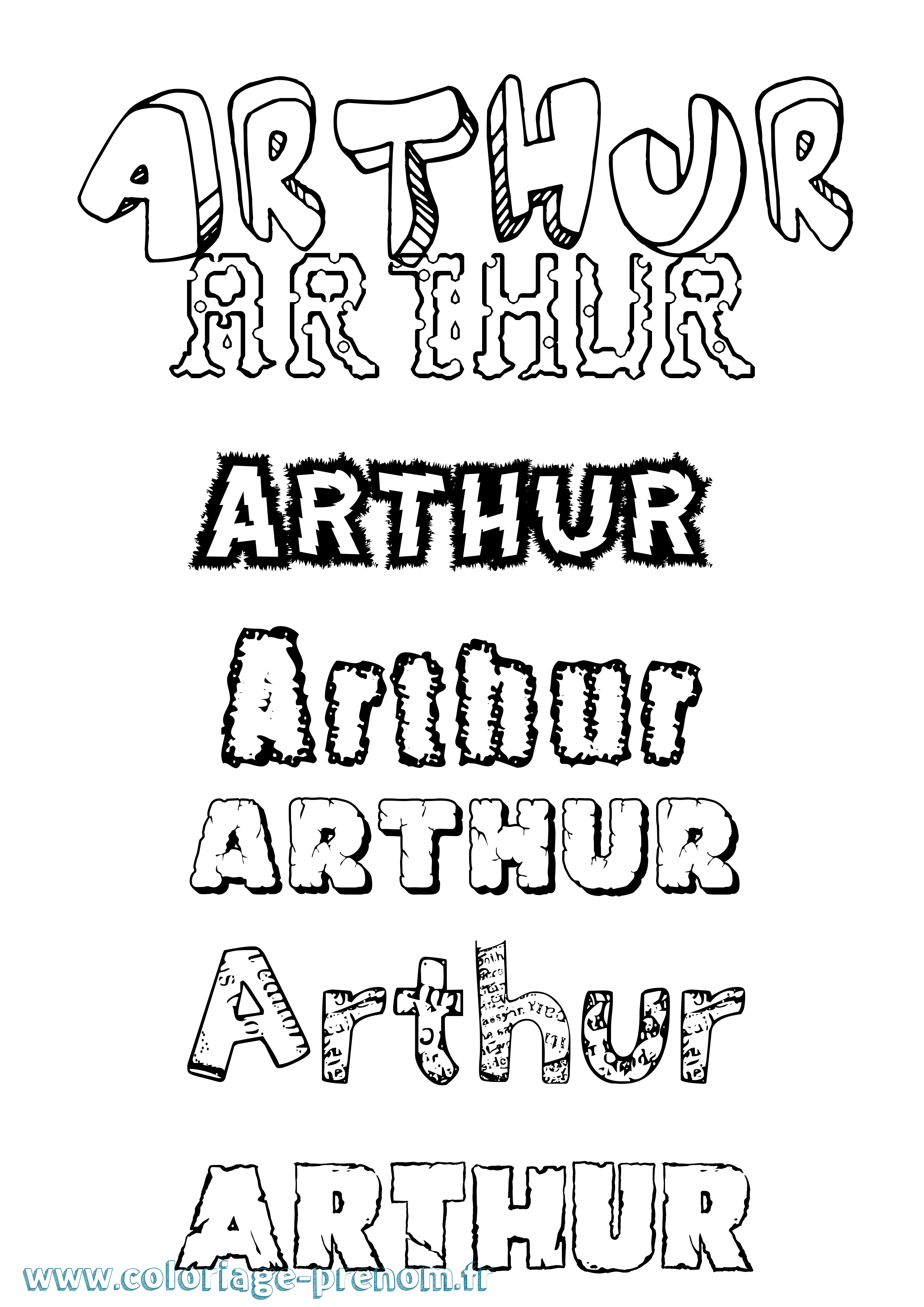 Coloriage prénom Arthur Destructuré