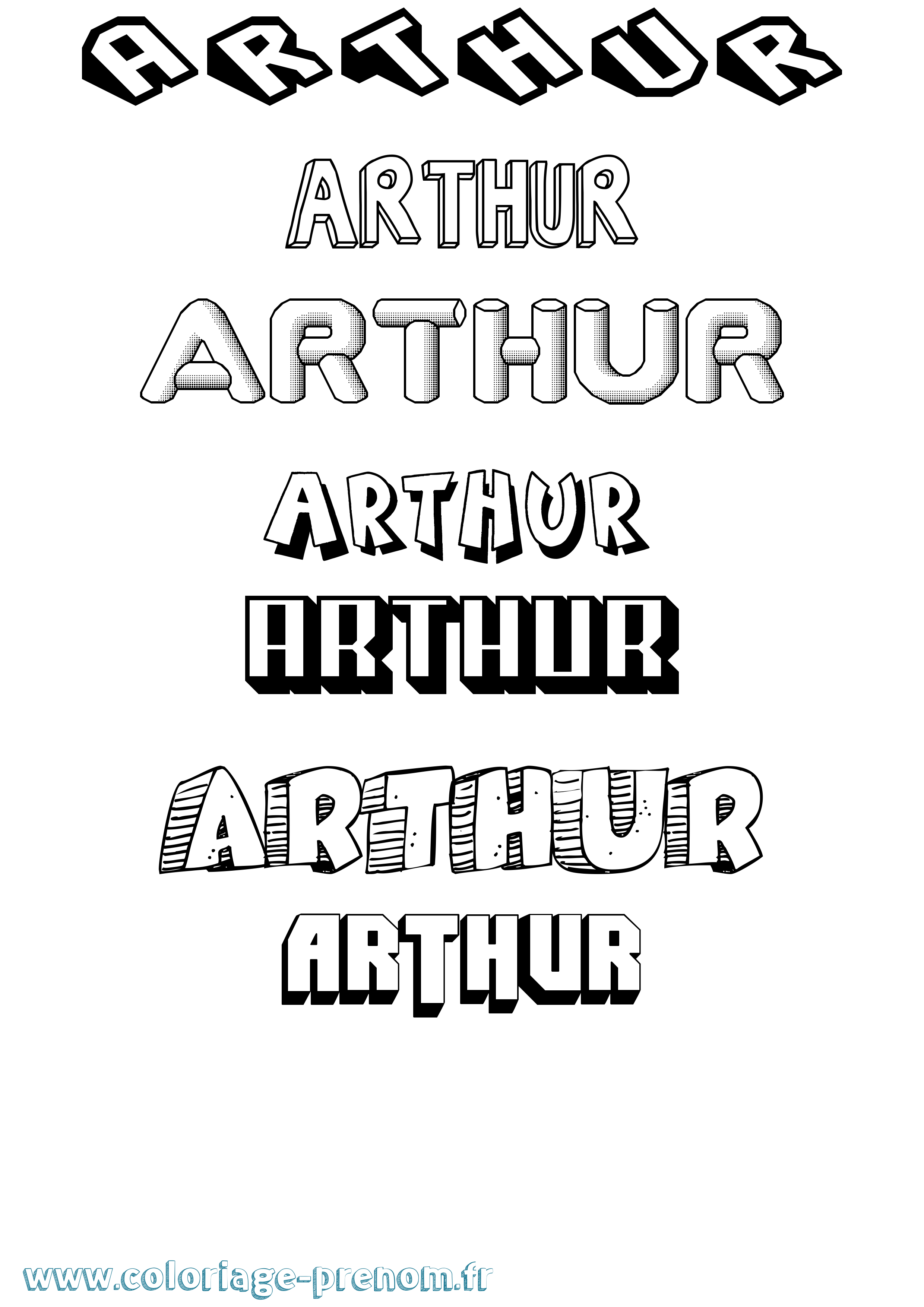 Coloriage prénom Arthur Effet 3D