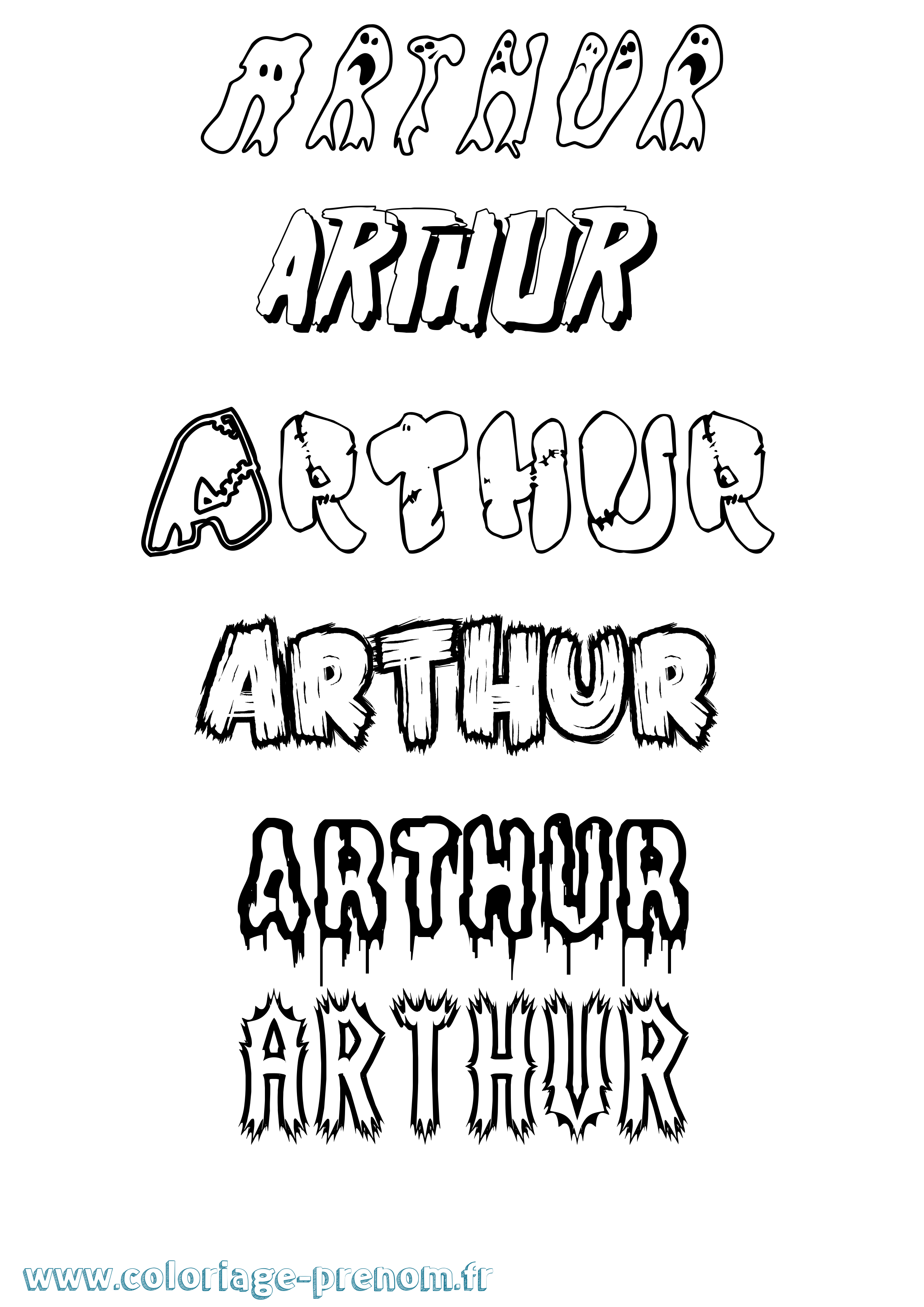 Coloriage prénom Arthur Frisson