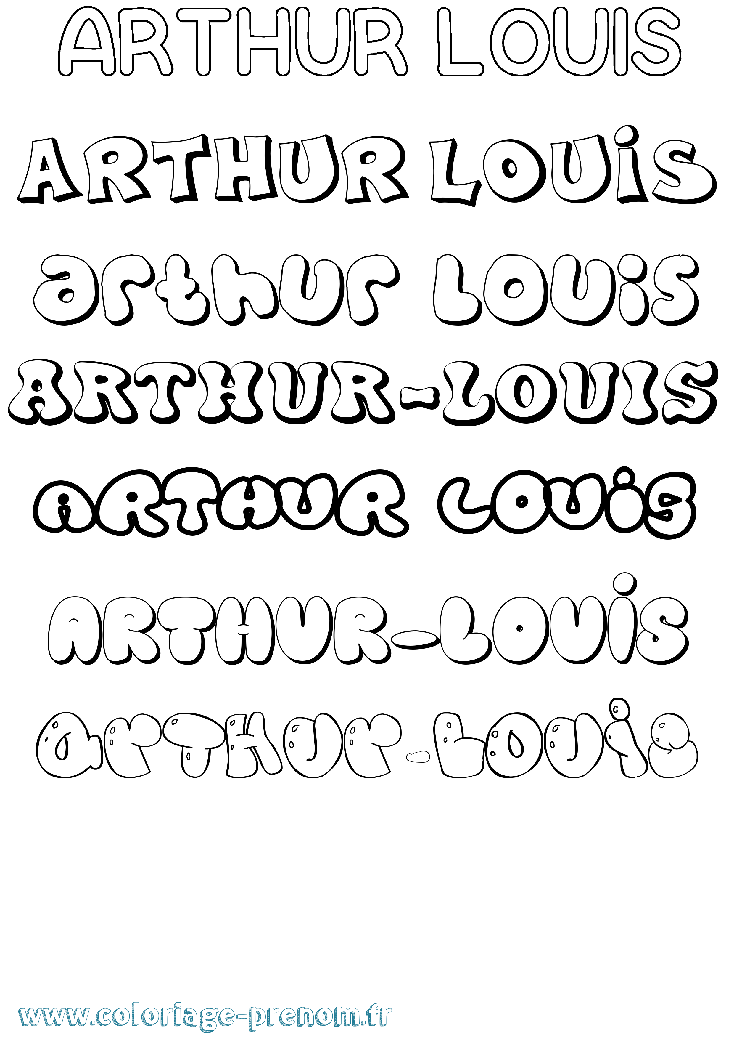 Coloriage Arthur-Louis Bubble Coloriage prénom Arthur-Louis Bubble
