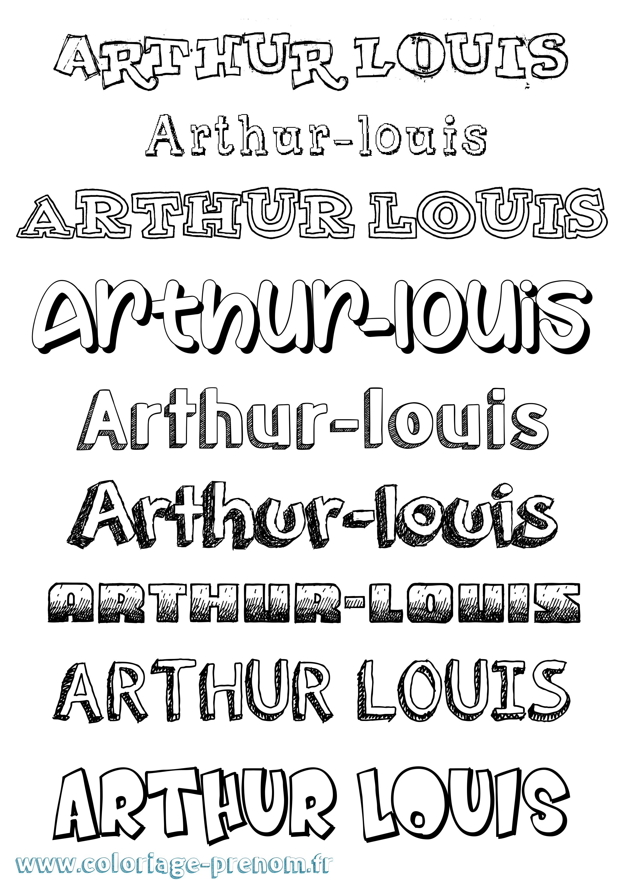 Coloriage Arthur-Louis Dessiné Coloriage prénom Arthur-Louis Dessiné