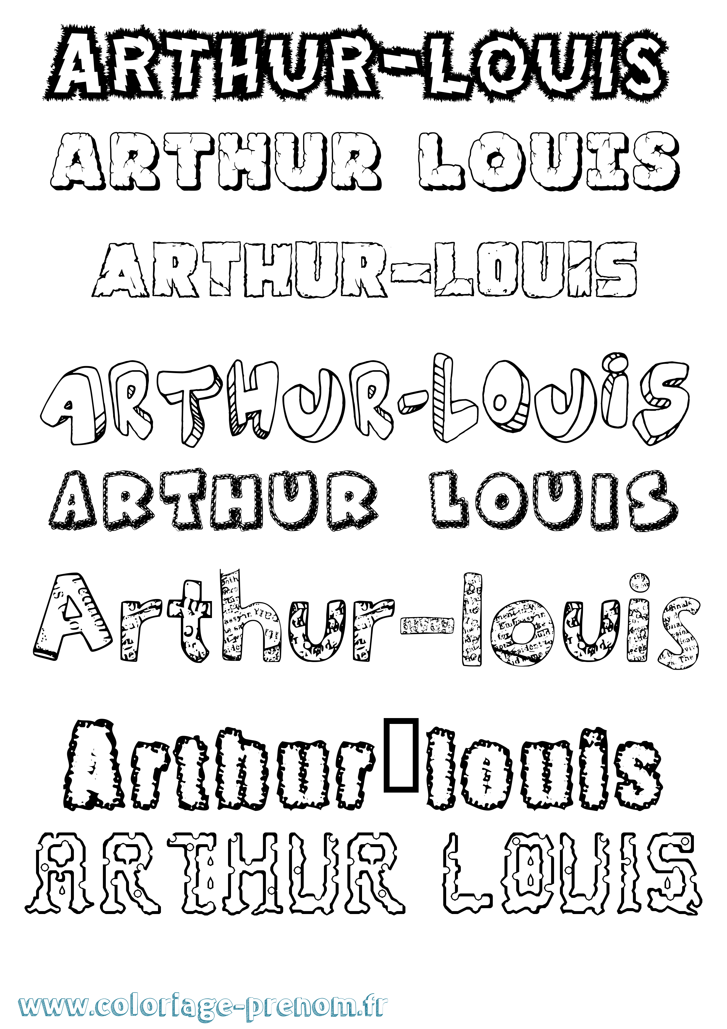 Coloriage Arthur-Louis Destructuré Coloriage prénom Arthur-Louis Destructuré