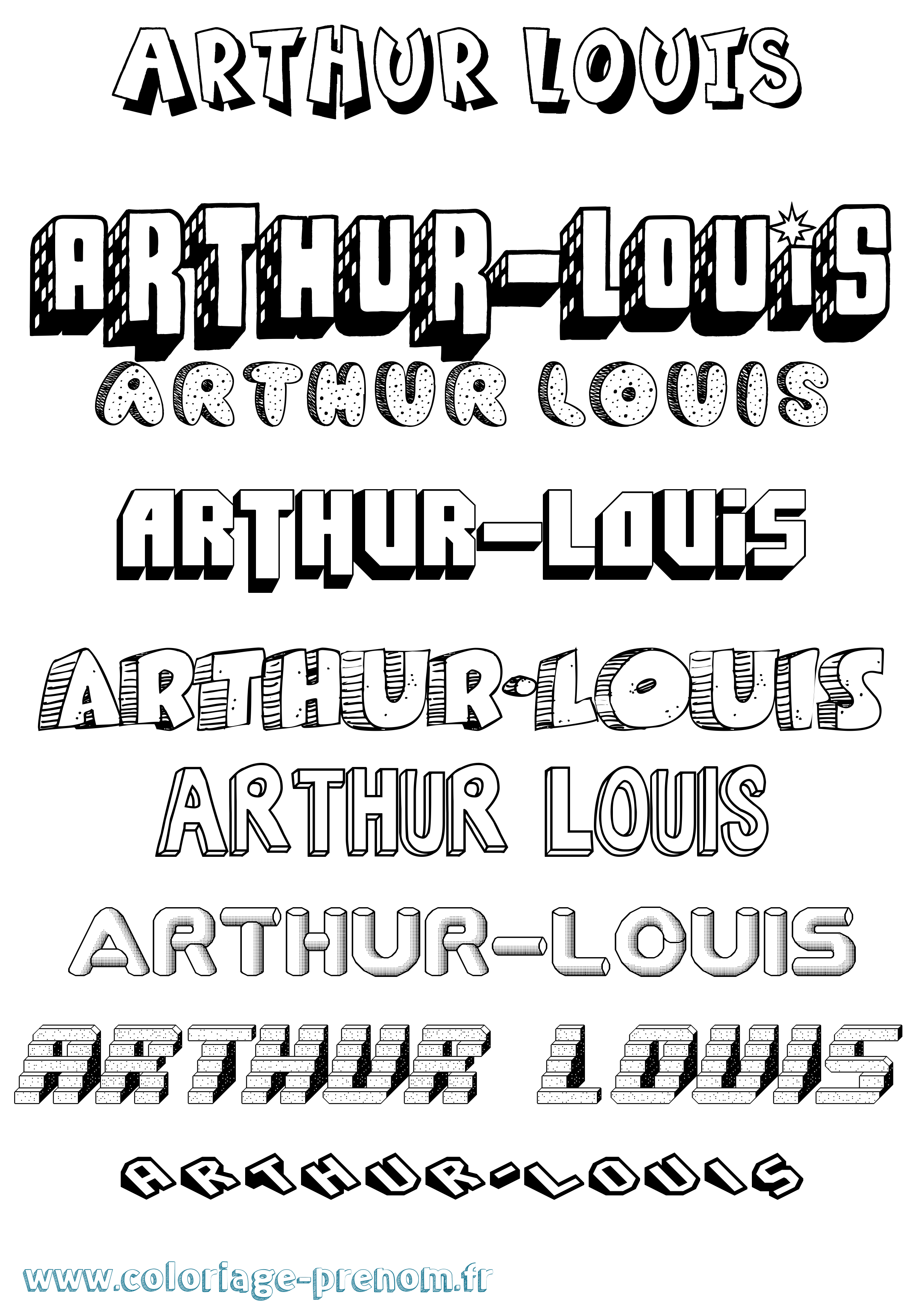 Coloriage Arthur-Louis Effet 3D Coloriage prénom Arthur-Louis Effet 3D