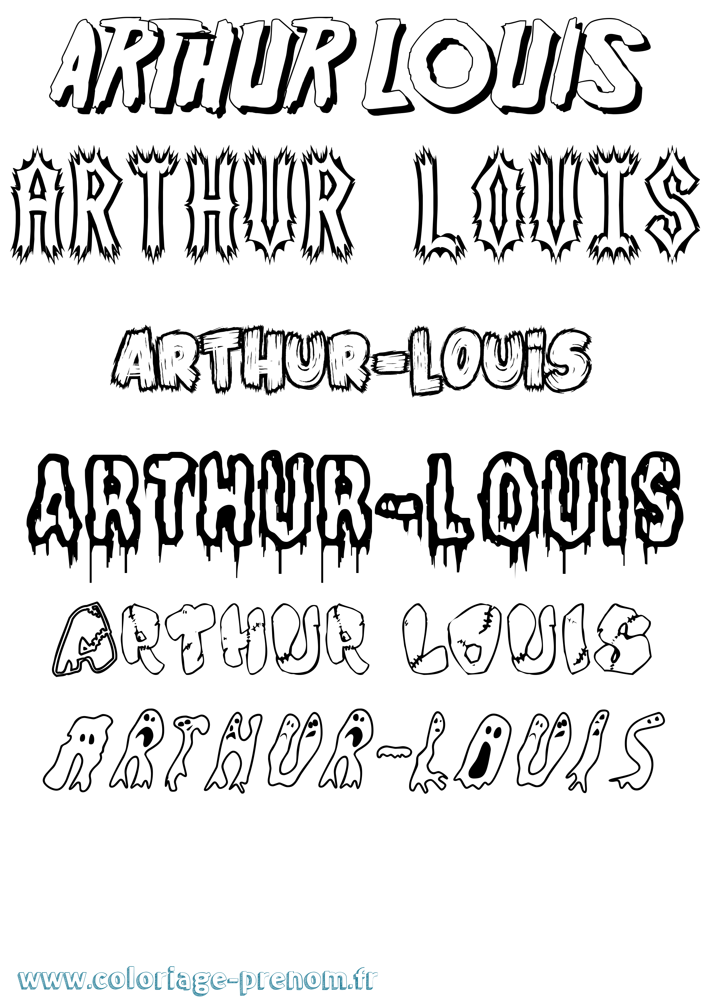 Coloriage Arthur-Louis Frisson Coloriage prénom Arthur-Louis Frisson